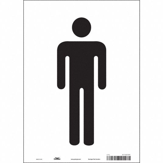 CONDOR Restroom Sign, (Men), Sign Header No Header, Vinyl, 14 in x 10 ...