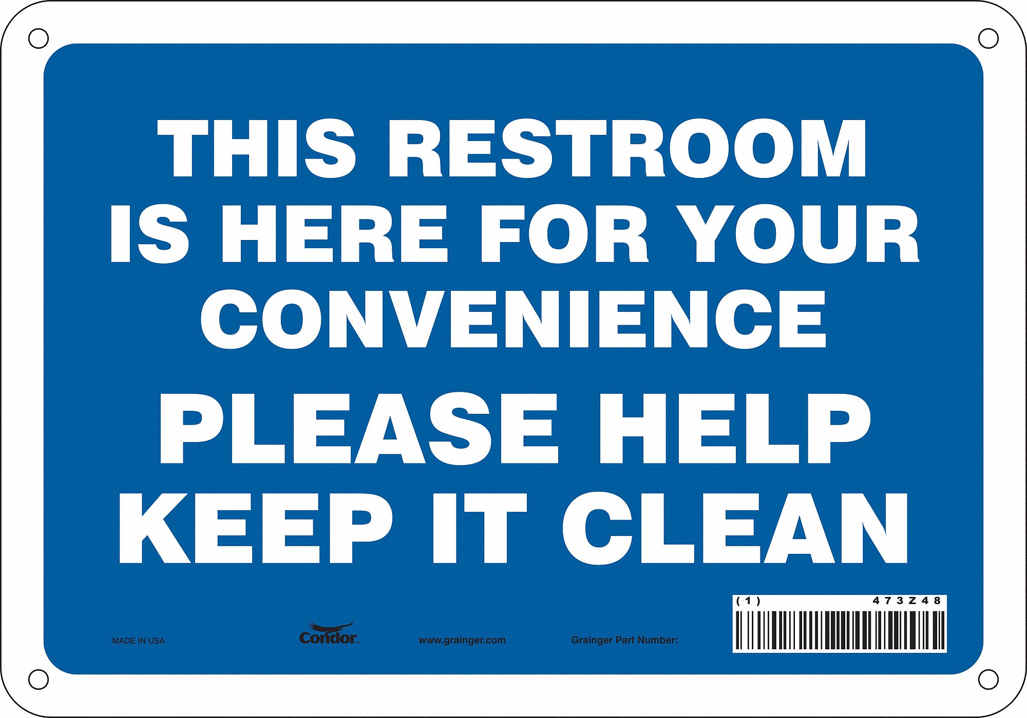 Safety Sign: Aluminum, Mounting Holes Sign Mounting, 7 in x 10 in Nominal Sign Size, 0.032 in Thick