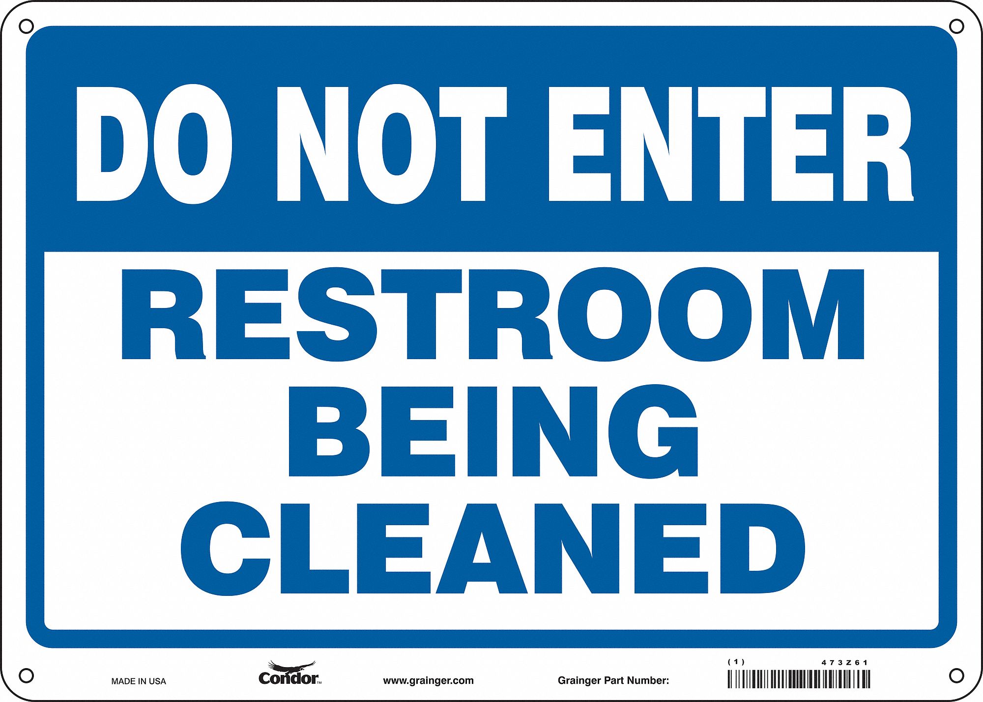 Safety Sign: Aluminum, Mounting Holes Sign Mounting, 10 in x 14 in Nominal Sign Size, 0.032 in Thick