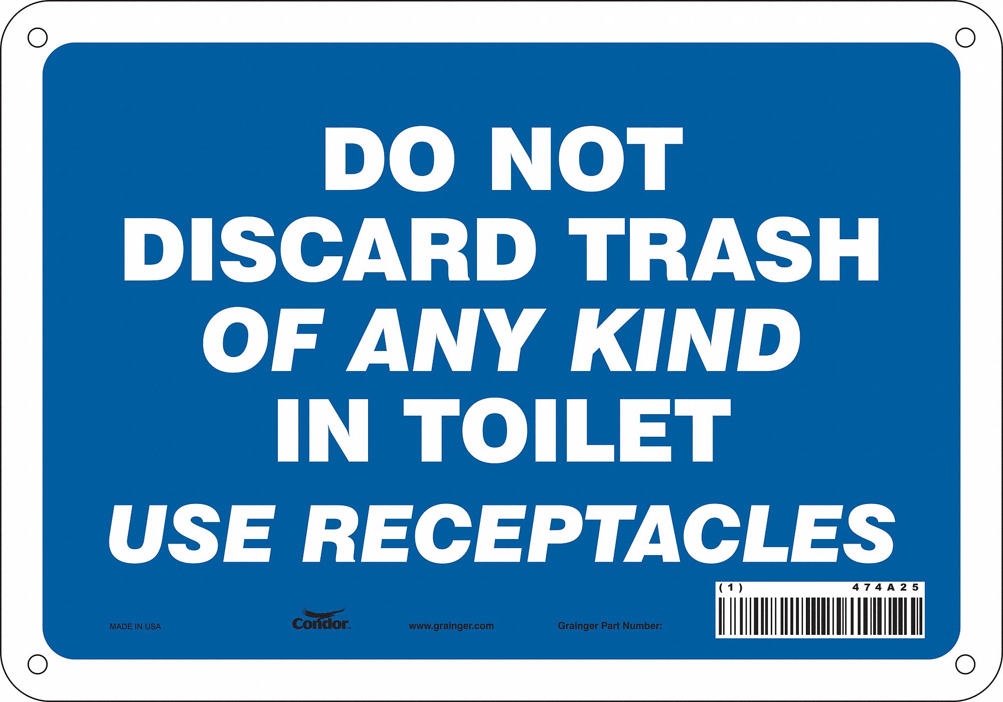 Safety Sign: Polyethylene, Mounting Holes Sign Mounting, 7 in x 10 in Nominal Sign Size, No Header