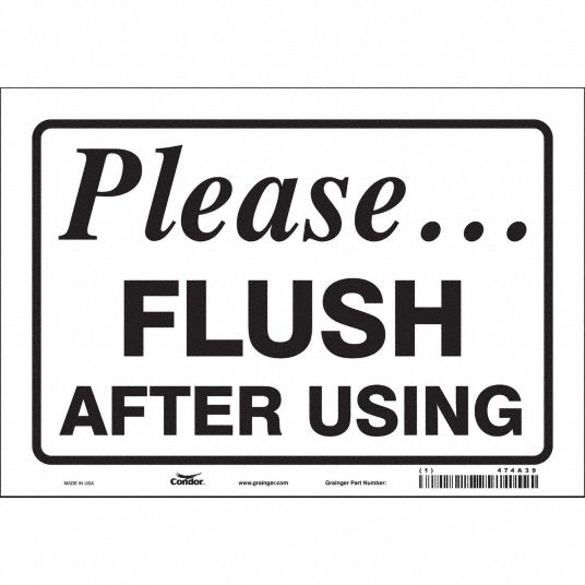 CONDOR Restroom Sign, Please Flush After Using, Sign Header No Header ...