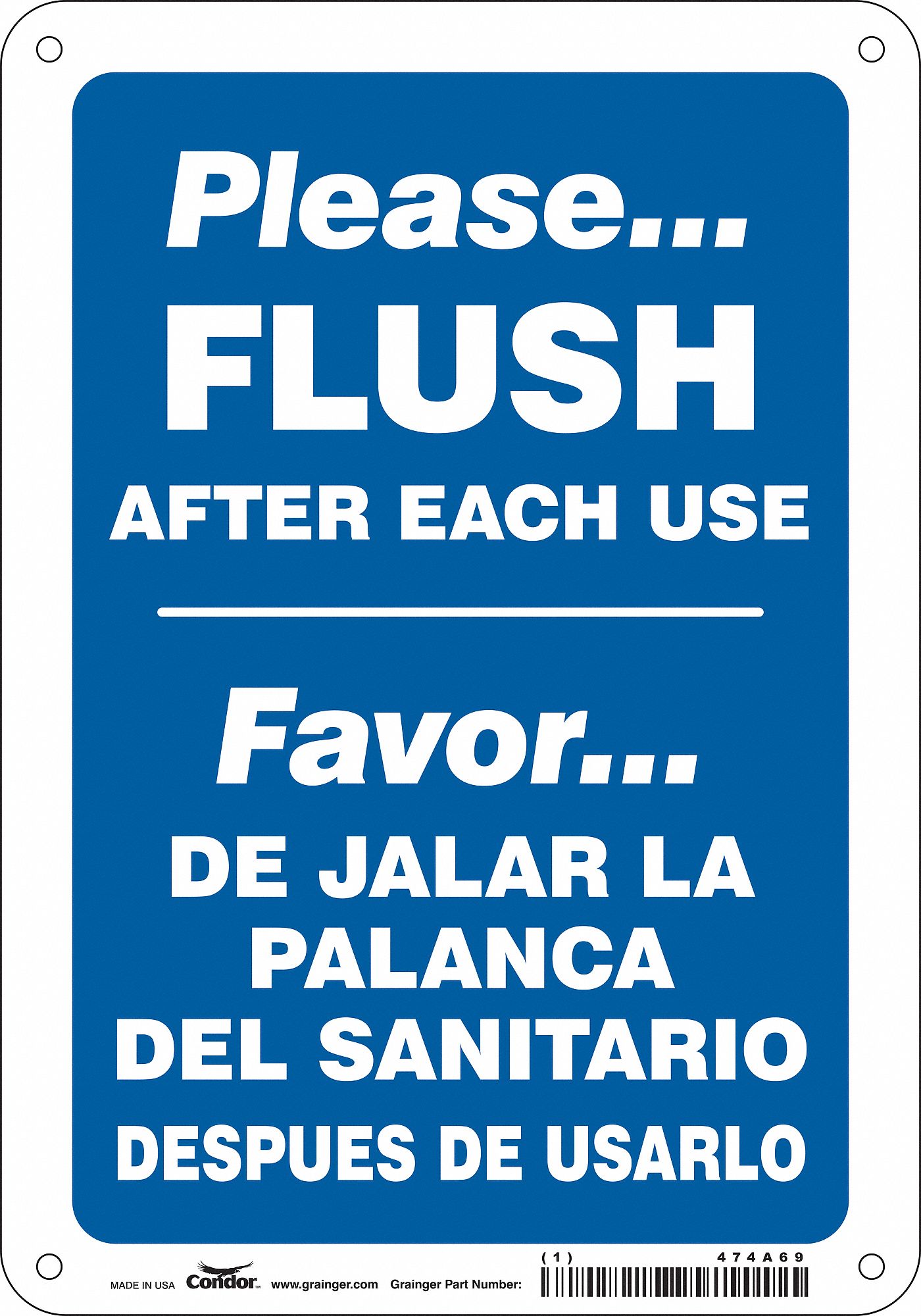 Safety Sign: Vinyl, Adhesive Sign Mounting, 10 in x 7 in Nominal Sign Size, Not Retroreflective
