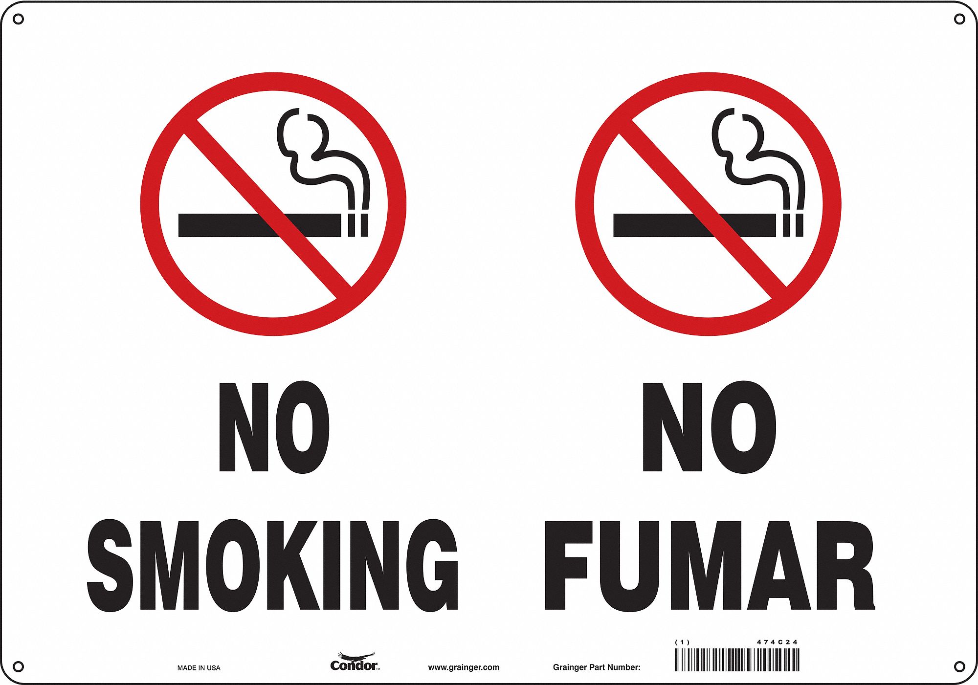 Safety Sign: Aluminum, Mounting Holes Sign Mounting, 14 in x 20 in Nominal Sign Size, 0.032 in Thick