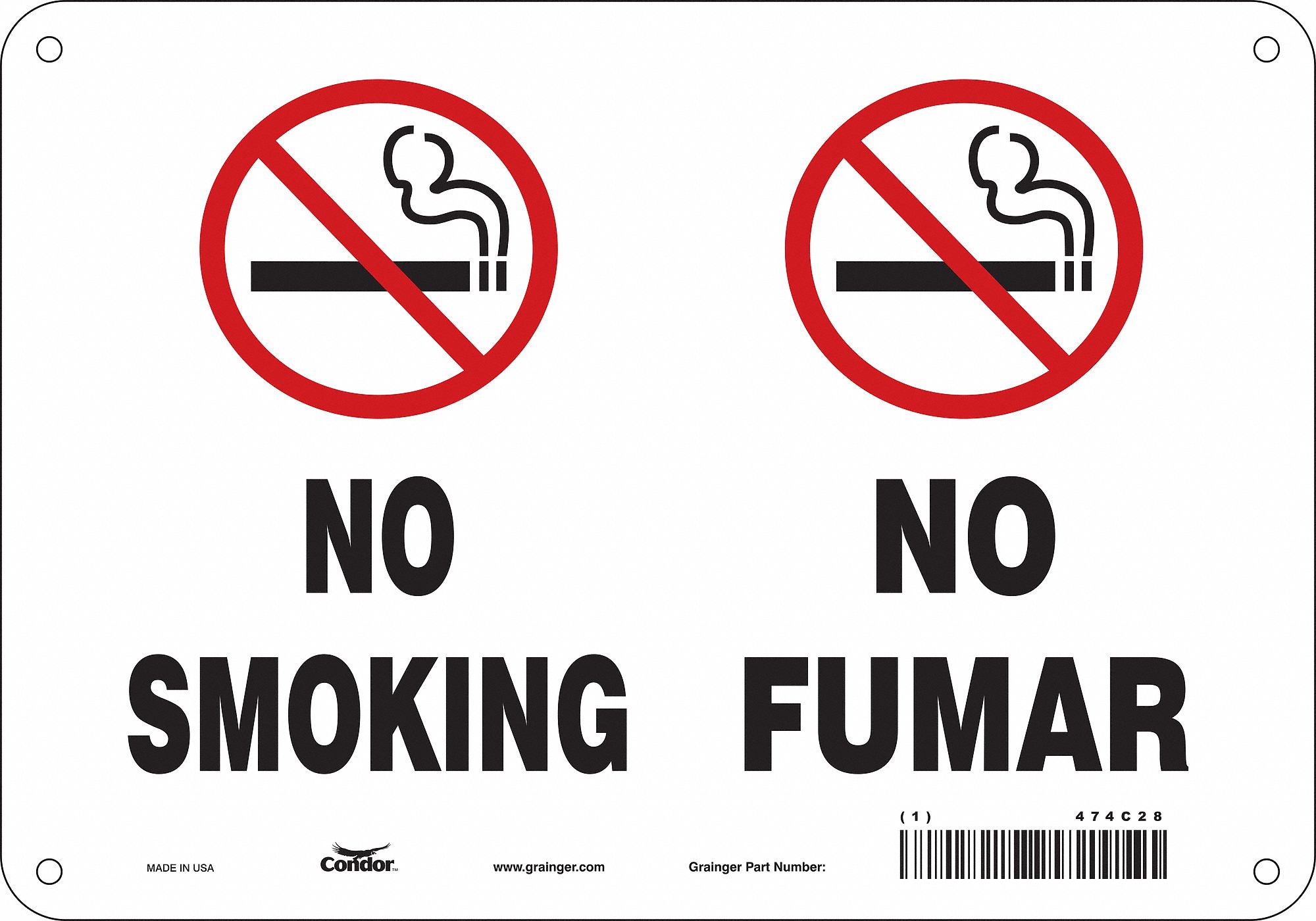 Safety Sign: Polyethylene, Mounting Holes Sign Mounting, 7 in x 10 in Nominal Sign Size