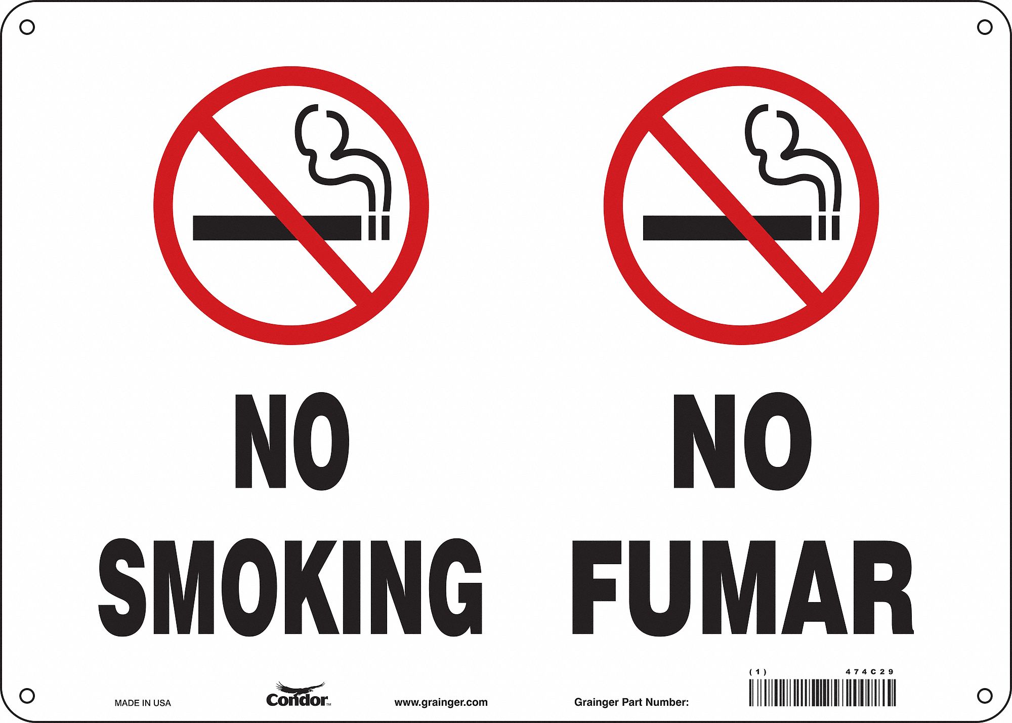 Safety Sign: Polyethylene, Mounting Holes Sign Mounting, 10 in x 14 in Nominal Sign Size