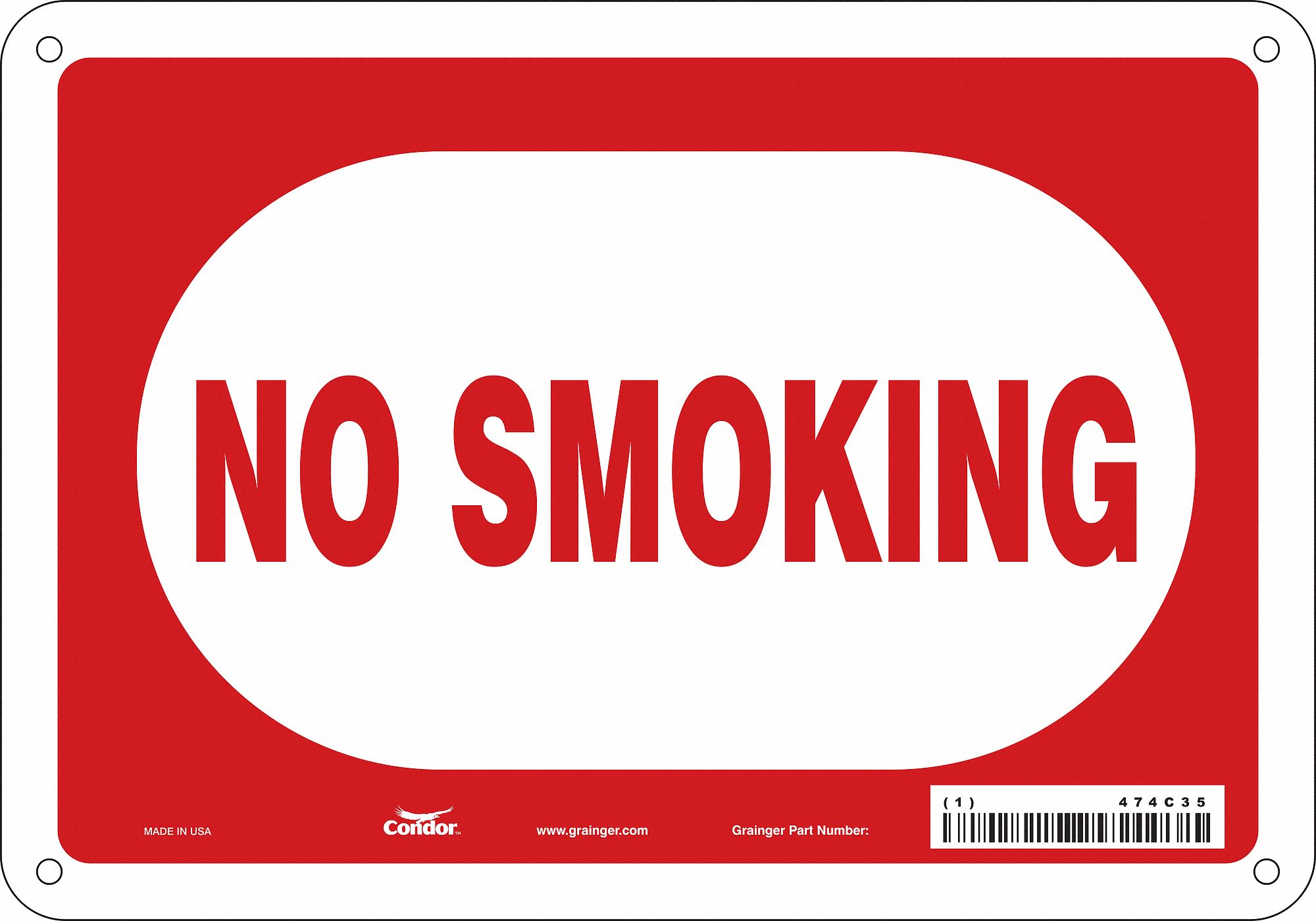Safety Sign: Aluminum, Mounting Holes Sign Mounting, 7 in x 10 in Nominal Sign Size, 0.032 in Thick