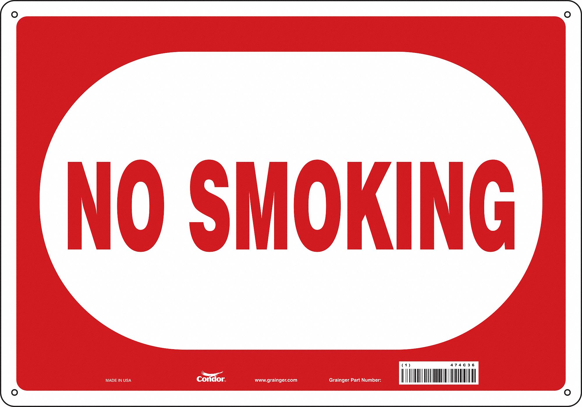 Safety Sign: Aluminum, Mounting Holes Sign Mounting, 10 in x 14 in Nominal Sign Size, 0.032 in Thick