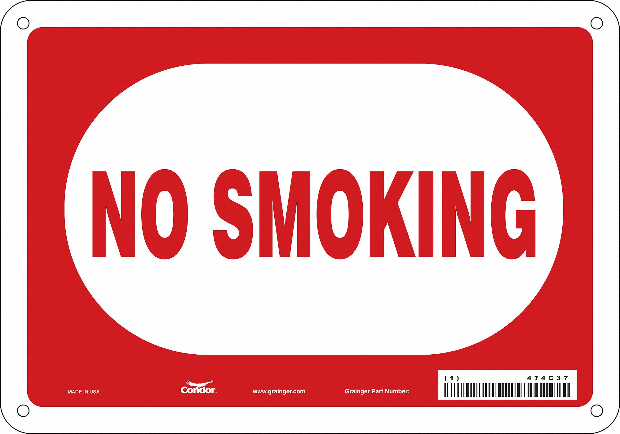 Safety Sign: Polyethylene, Mounting Holes Sign Mounting, 7 in x 10 in Nominal Sign Size