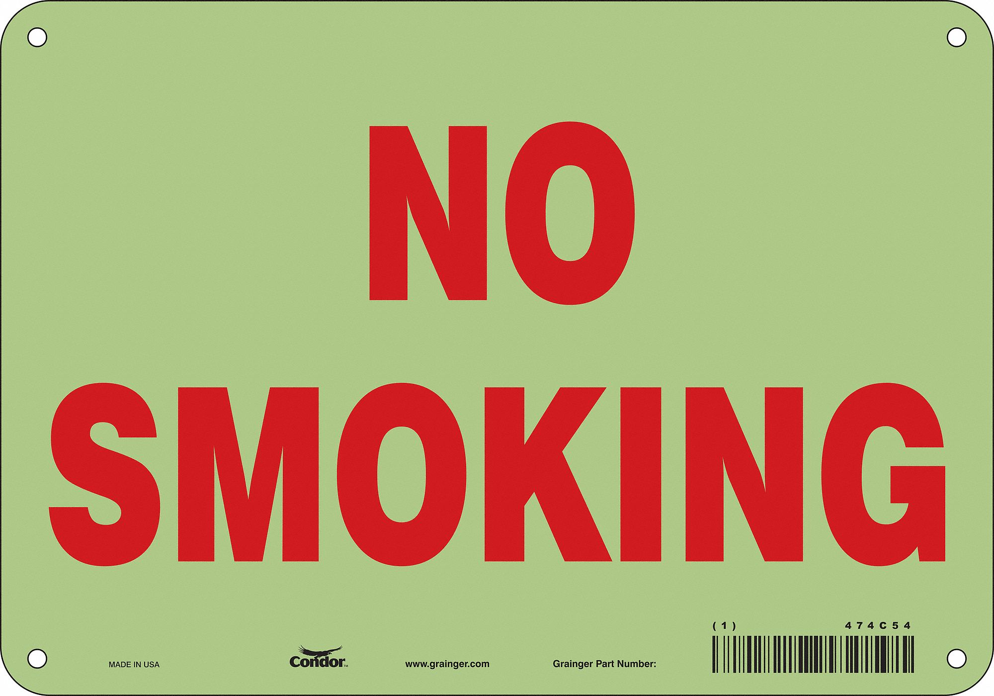 Safety Sign: Polyethylene, Mounting Holes Sign Mounting, 7 in x 10 in Nominal Sign Size