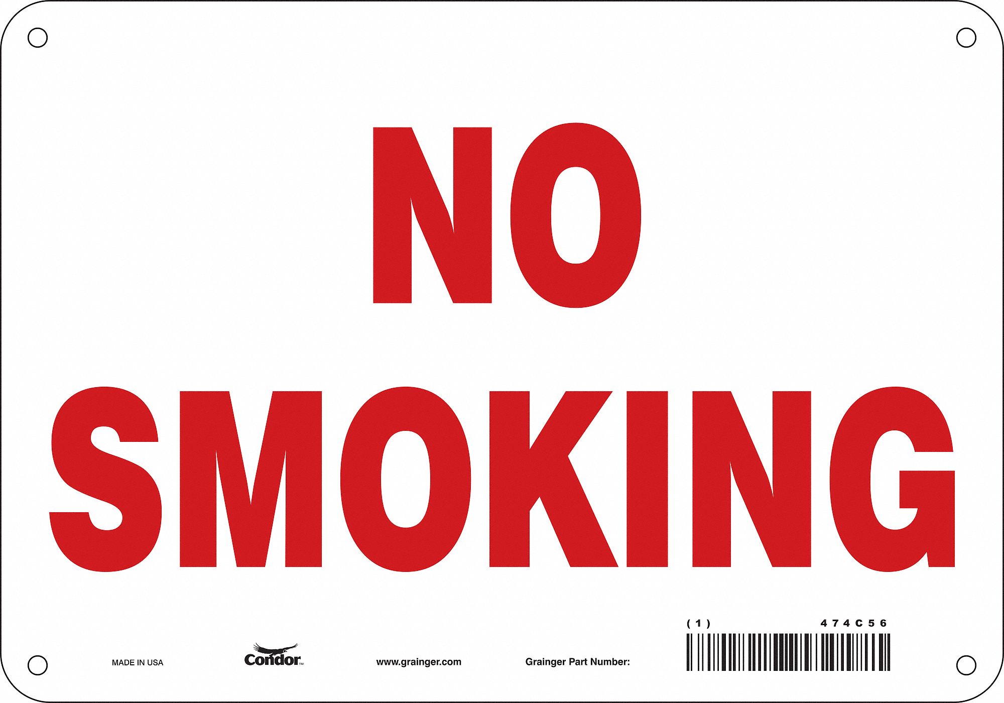 Safety Sign: Polyethylene, Mounting Holes Sign Mounting, 7 in x 10 in Nominal Sign Size