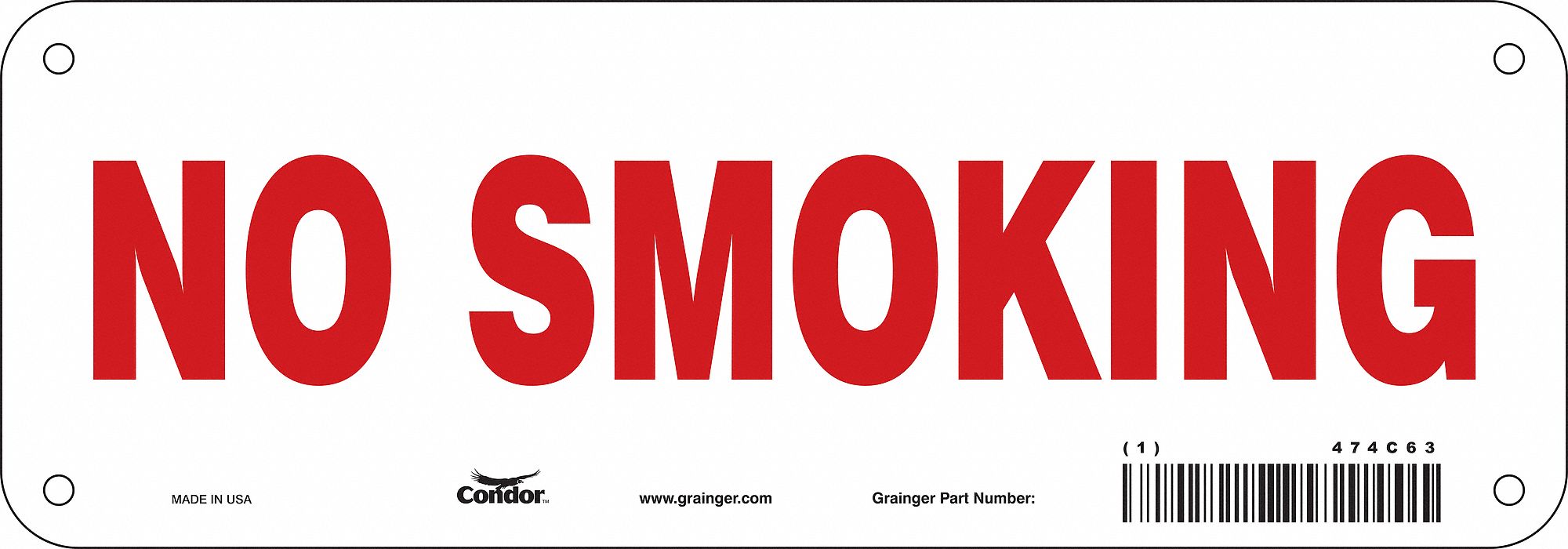 Safety Sign, 3.5in x 10in, Aluminum