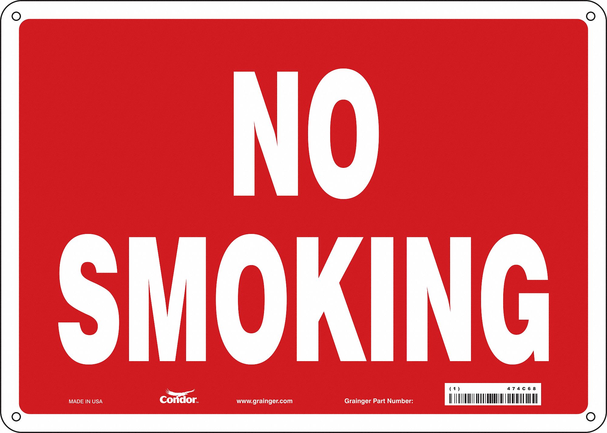 Safety Sign: Aluminum, Mounting Holes Sign Mounting, 10 in x 14 in Nominal Sign Size, 0.032 in Thick