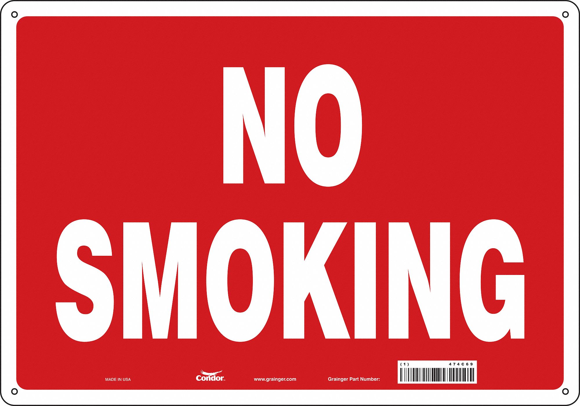 Safety Sign: Aluminum, Mounting Holes Sign Mounting, 14 in x 20 in Nominal Sign Size, 0.032 in Thick