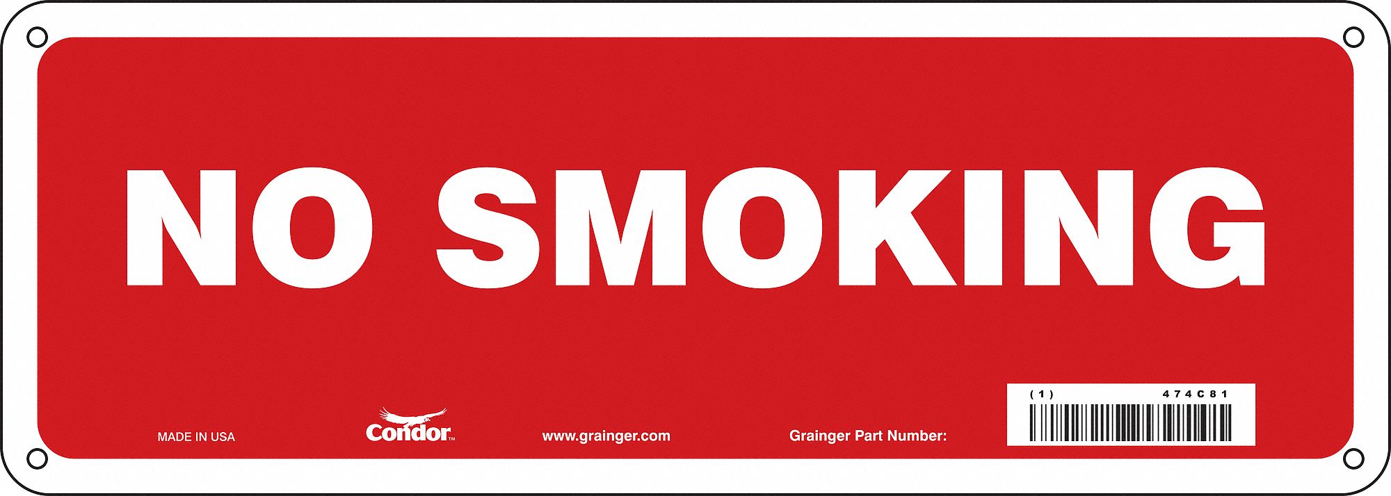 Safety Sign, 5 in x 14 in, Fiberglass