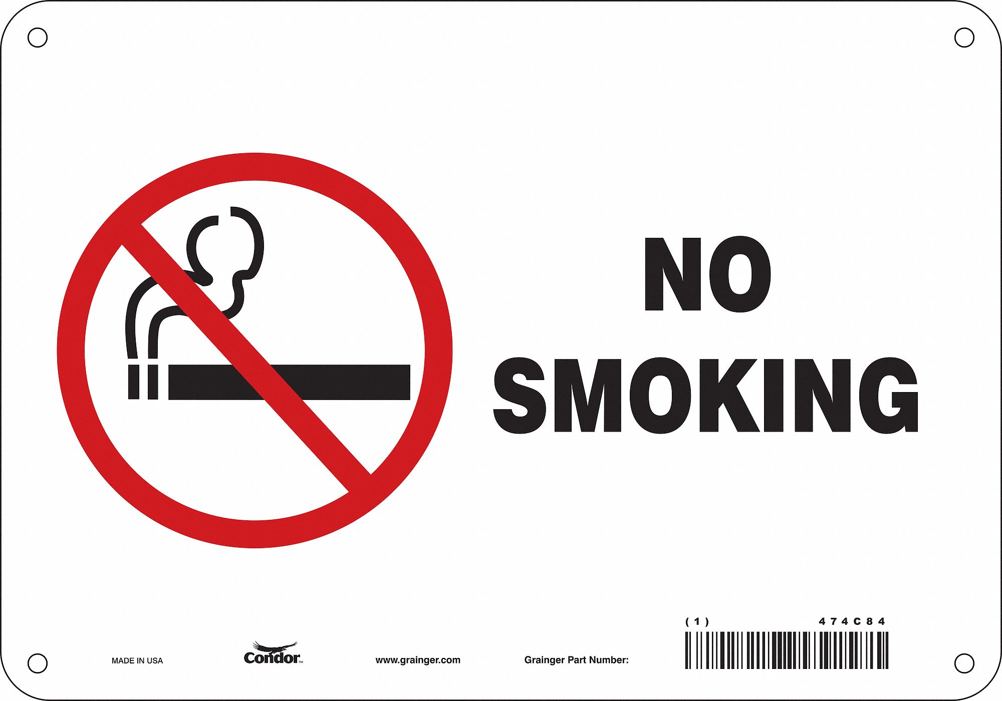 Safety Sign: Aluminum, Mounting Holes Sign Mounting, 7 in x 10 in Nominal Sign Size, 0.032 in Thick