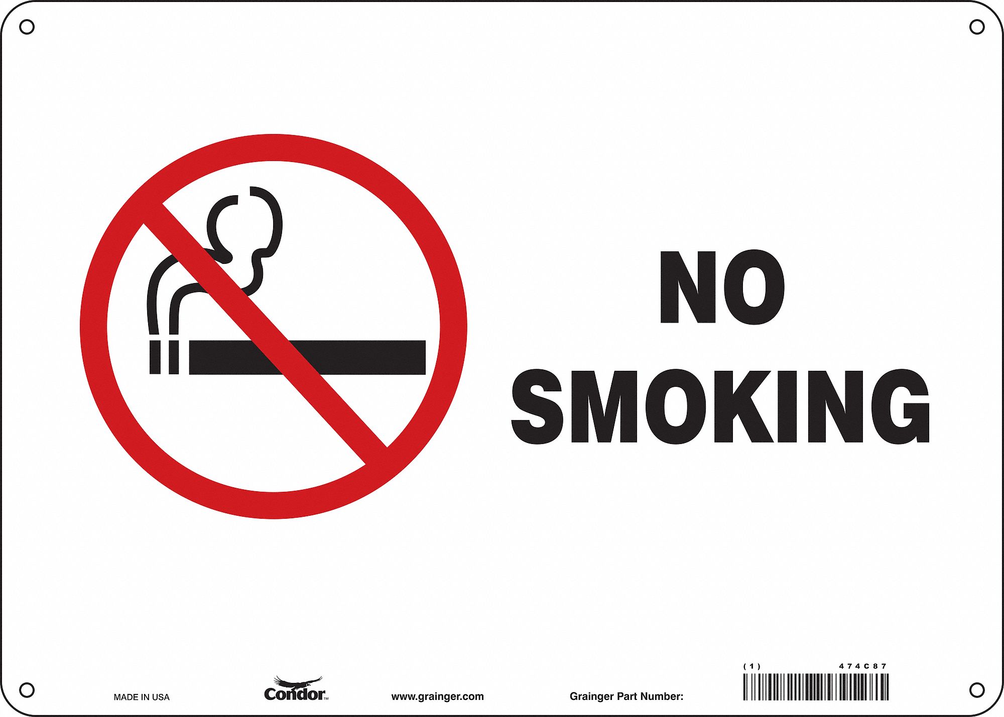 Safety Sign: Polyethylene, Mounting Holes Sign Mounting, 10 in x 14 in Nominal Sign Size