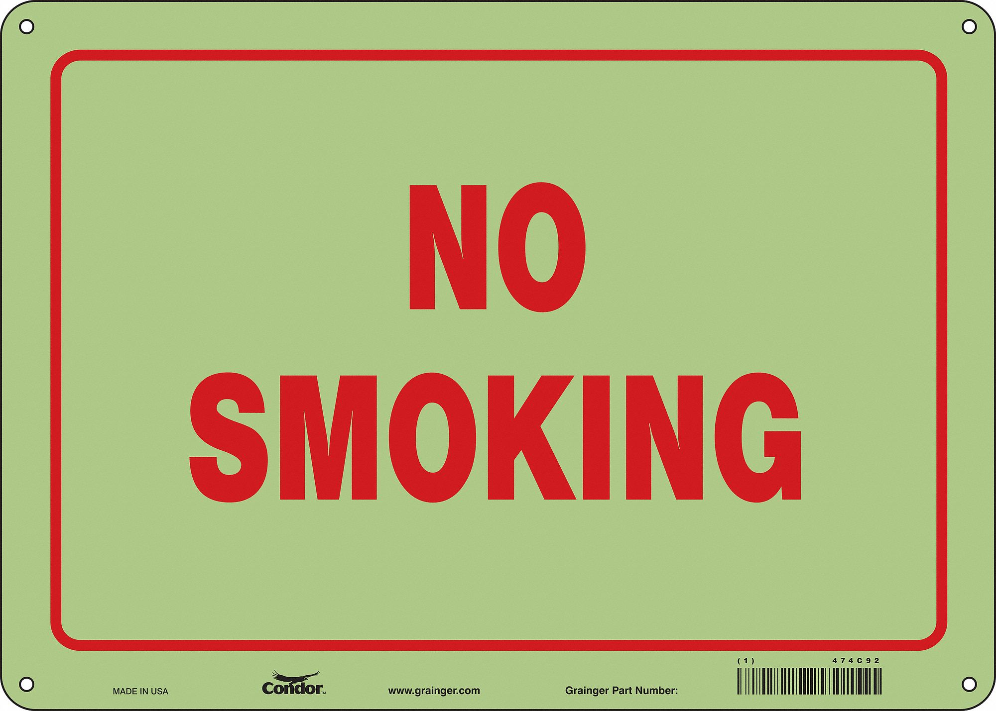 Safety Sign, 10 in x 14 in, Glow Vinyl