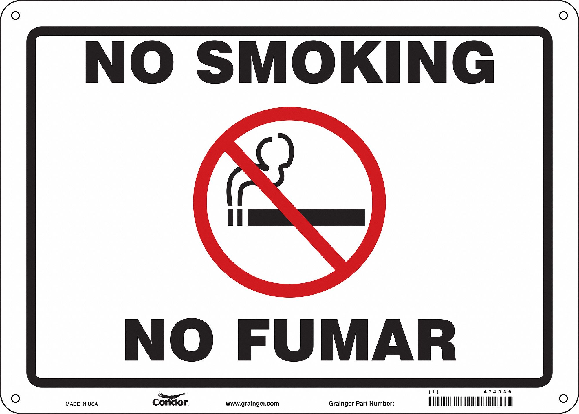 Safety Sign: Aluminum, Mounting Holes Sign Mounting, 10 in x 14 in Nominal Sign Size, 0.032 in Thick