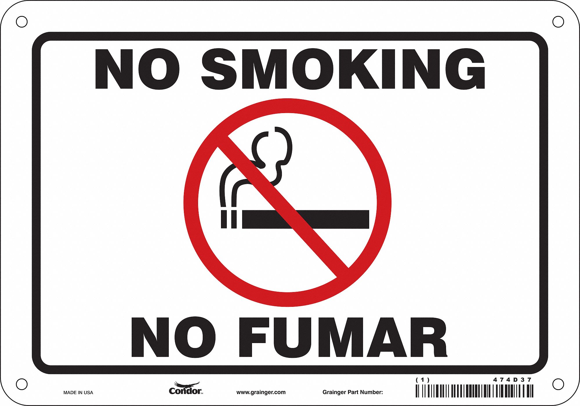 Safety Sign: Polyethylene, Mounting Holes Sign Mounting, 7 in x 10 in Nominal Sign Size