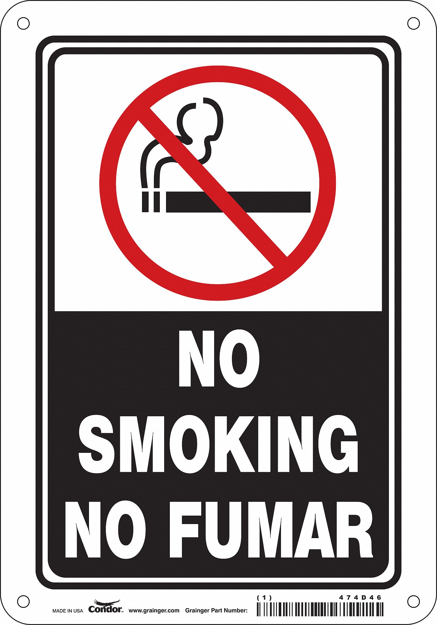 Safety Sign: Polyethylene, Mounting Holes Sign Mounting, 10 in x 7 in Nominal Sign Size