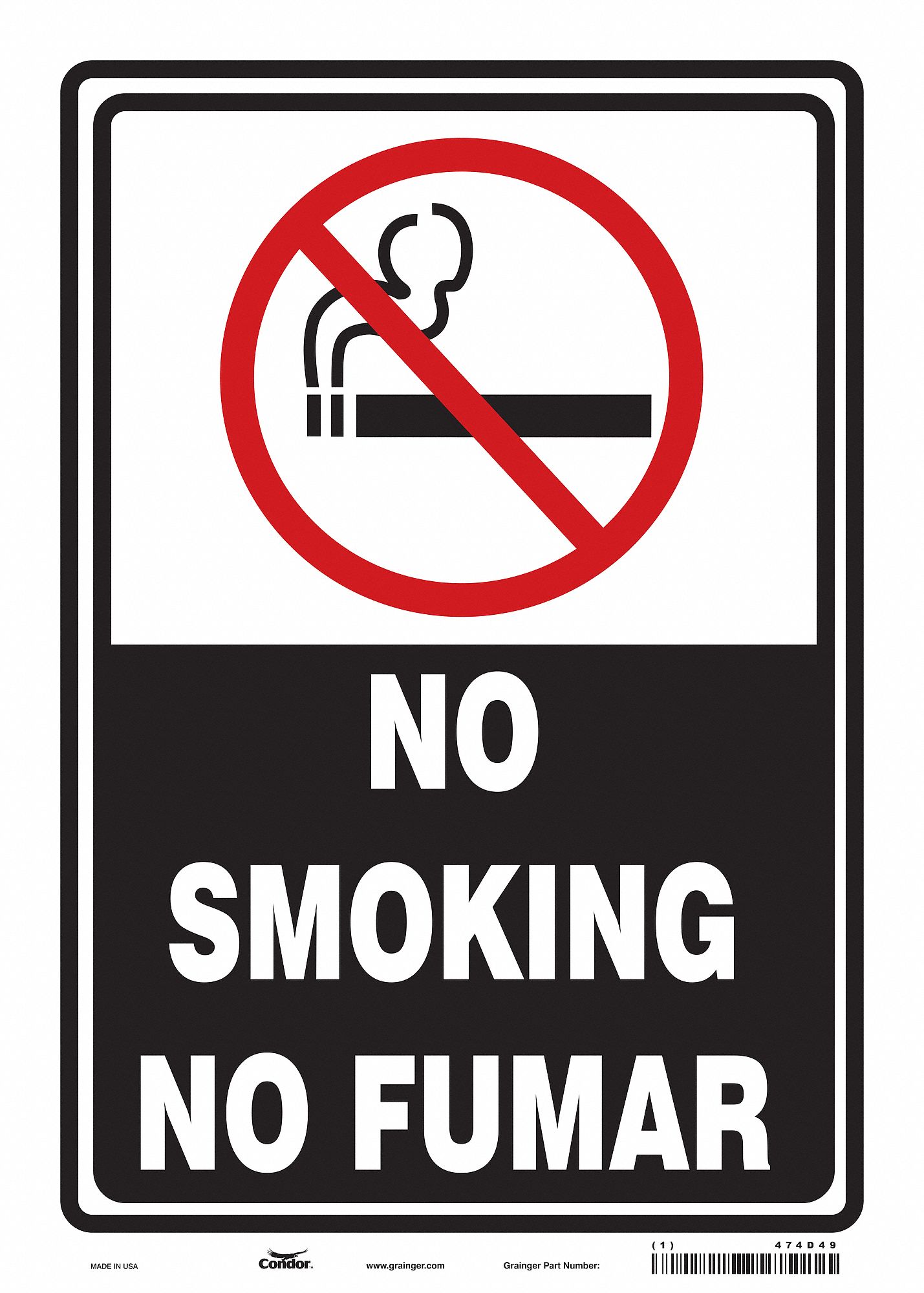 Safety Sign: Vinyl, Adhesive Sign Mounting, 14 in x 10 in Nominal Sign Size, Not Retroreflective
