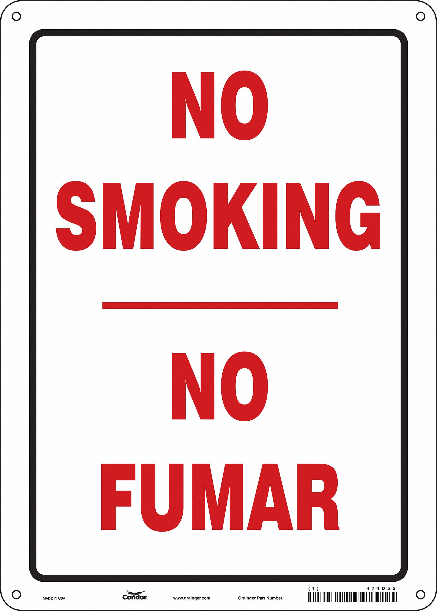 Safety Sign: Polyethylene, Mounting Holes Sign Mounting, 14 in x 10 in Nominal Sign Size