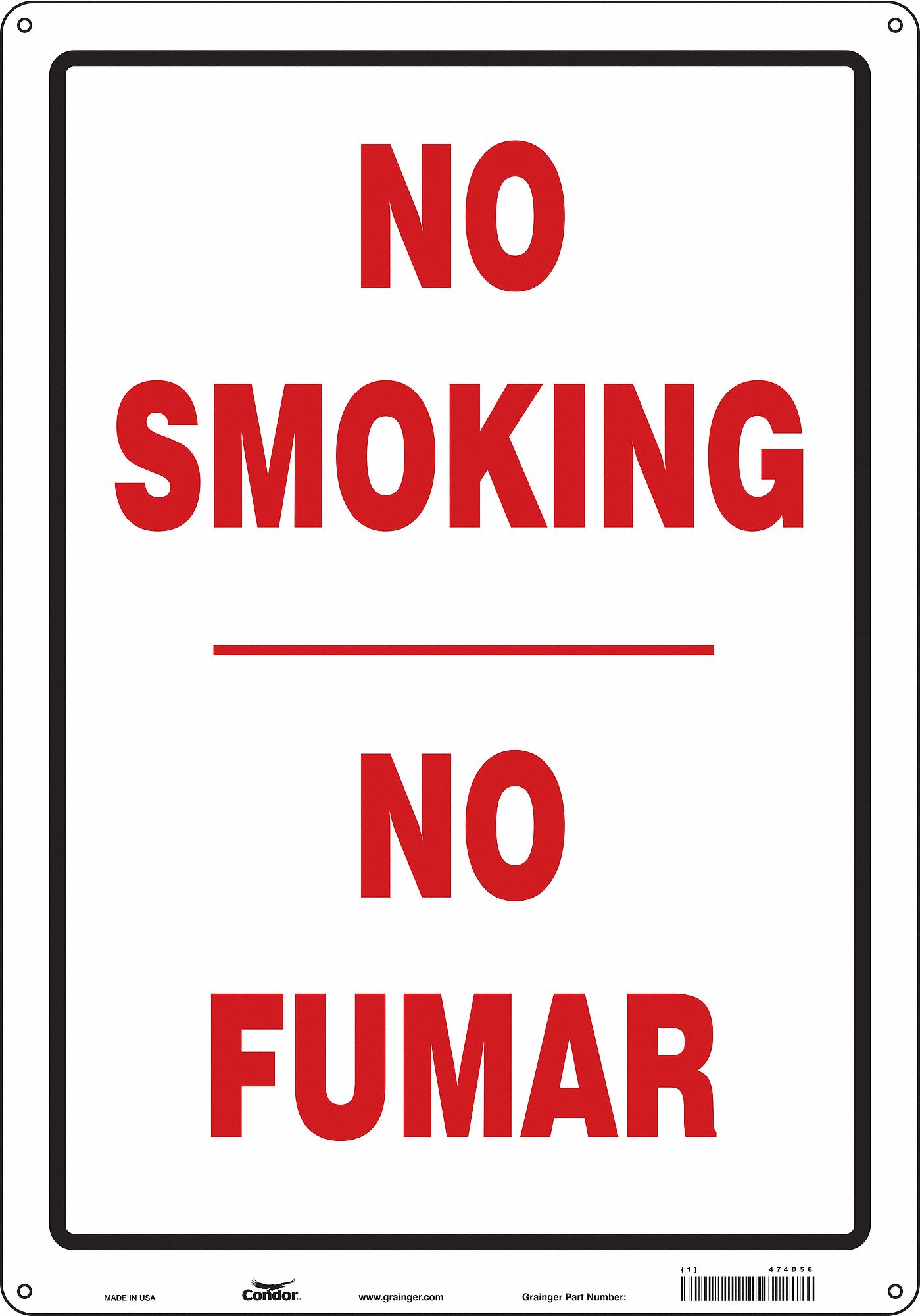 Safety Sign: Polyethylene, Mounting Holes Sign Mounting, 20 in x 14 in Nominal Sign Size