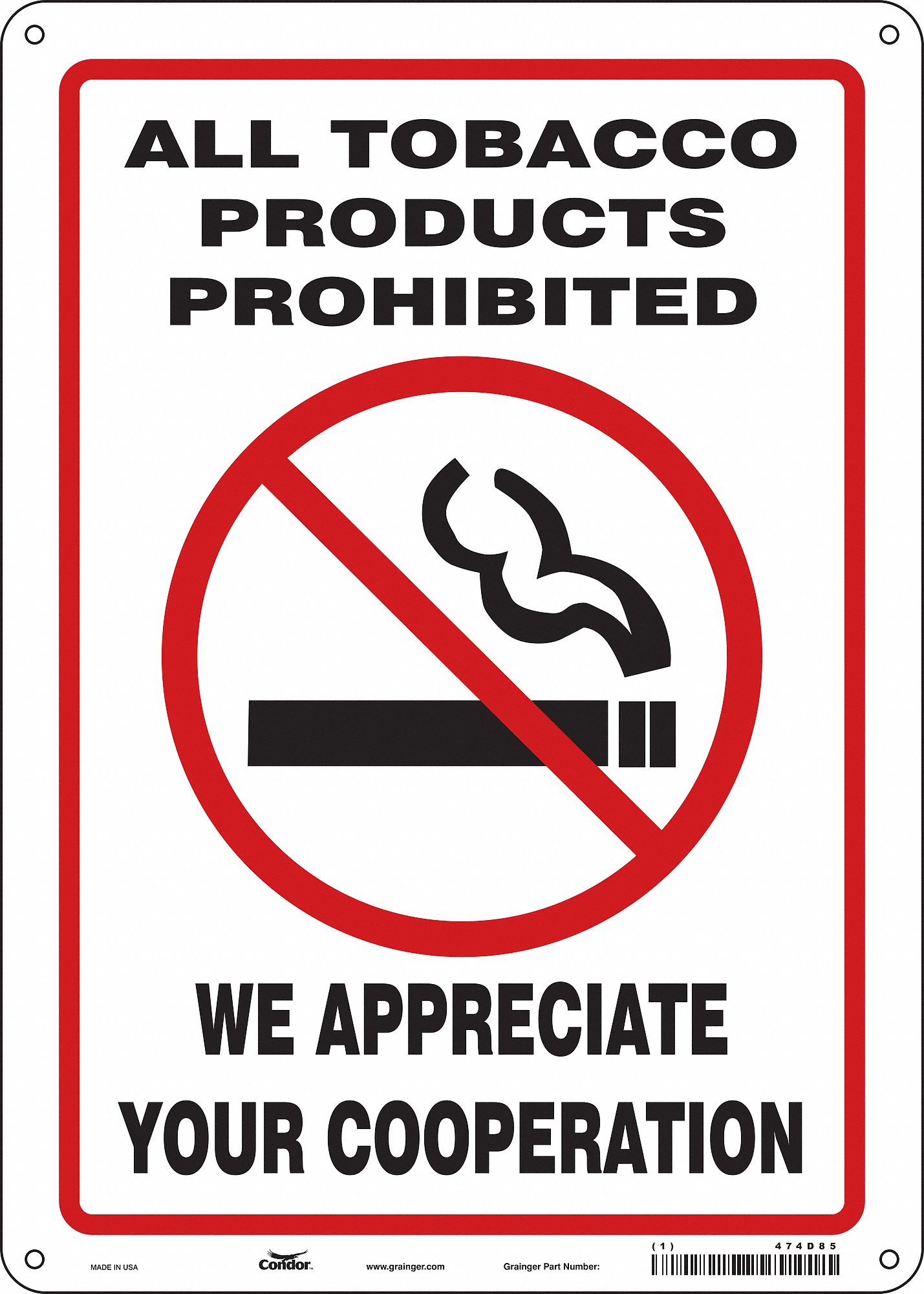 Safety Sign: Aluminum, Mounting Holes Sign Mounting, 14 in x 10 in Nominal Sign Size, 0.032 in Thick