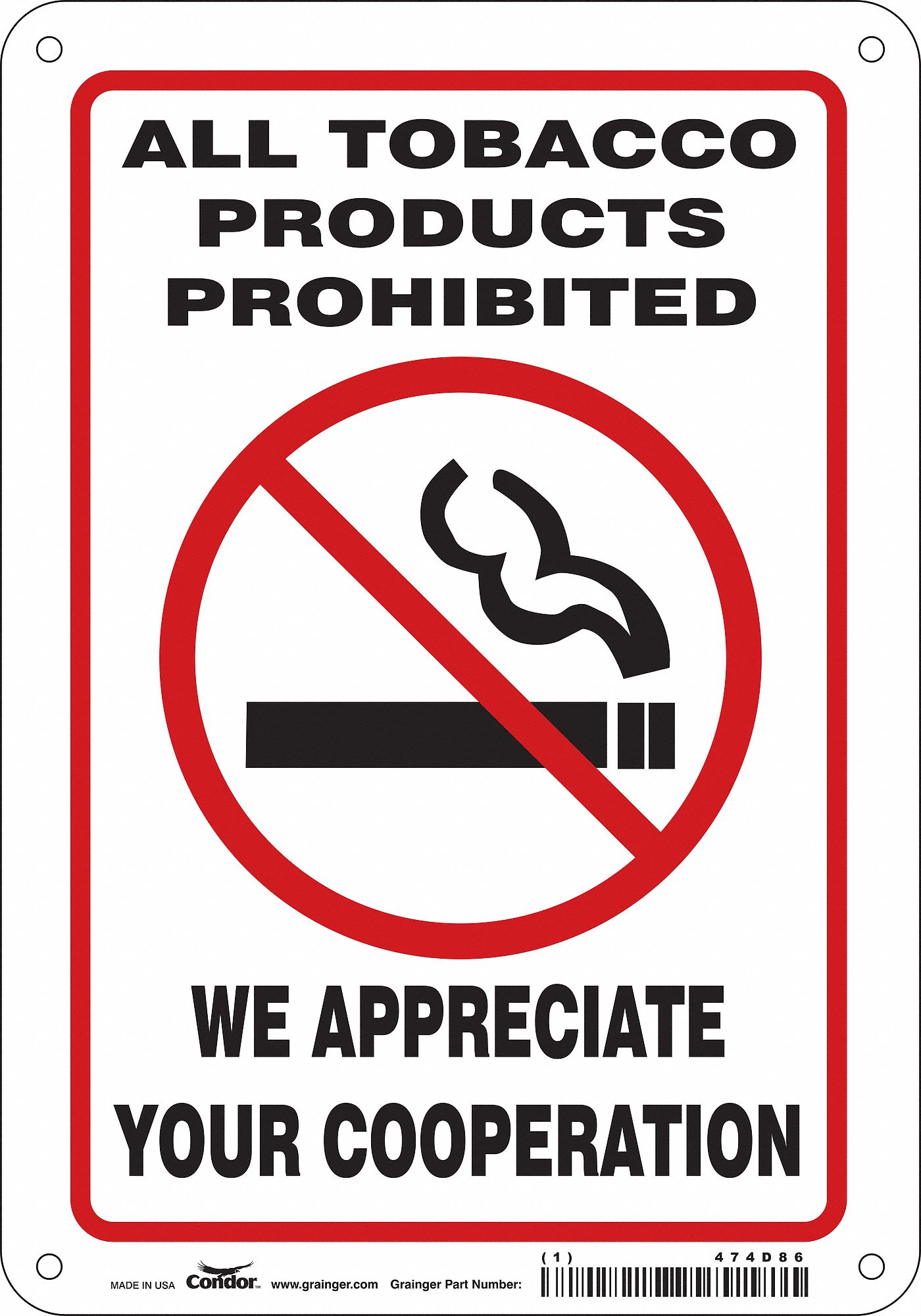 Safety Sign: Polyethylene, Mounting Holes Sign Mounting, 10 in x 7 in Nominal Sign Size