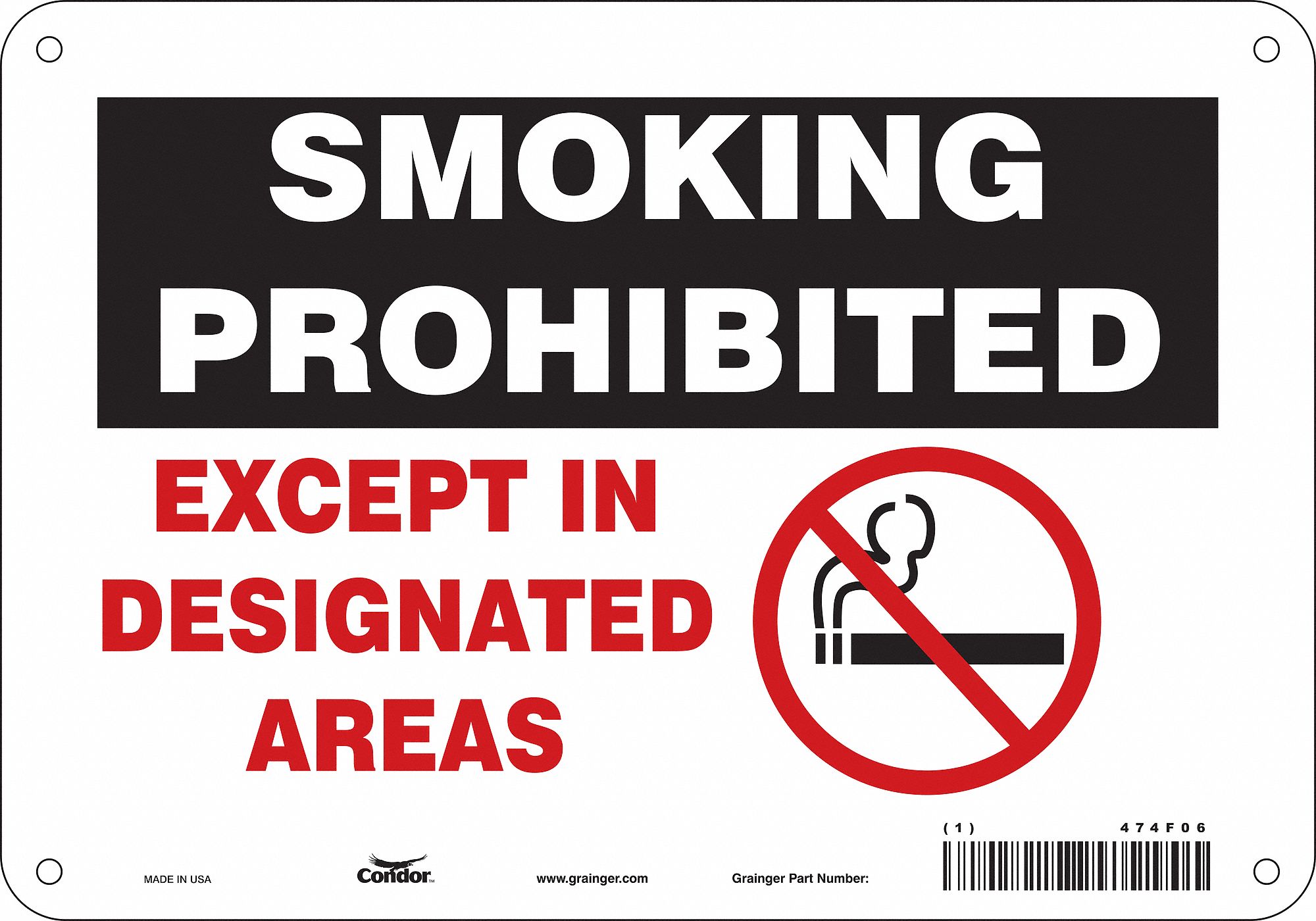 Safety Sign: Aluminum, Mounting Holes Sign Mounting, 7 in x 10 in Nominal Sign Size, 0.032 in Thick