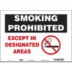 Smoking Prohibited Except In Designated Areas Signs