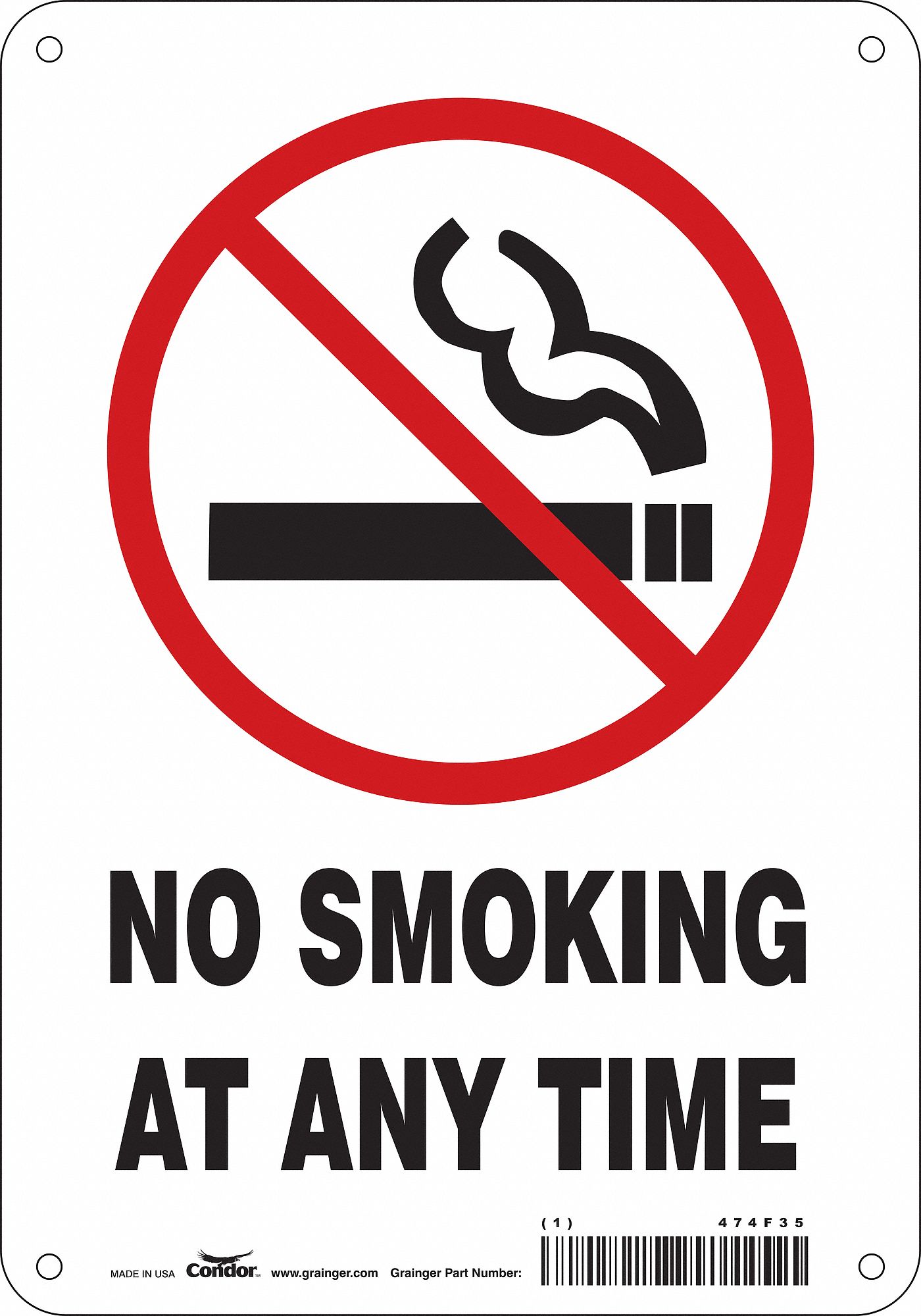 Safety Sign: Polyethylene, Mounting Holes Sign Mounting, 10 in x 7 in Nominal Sign Size