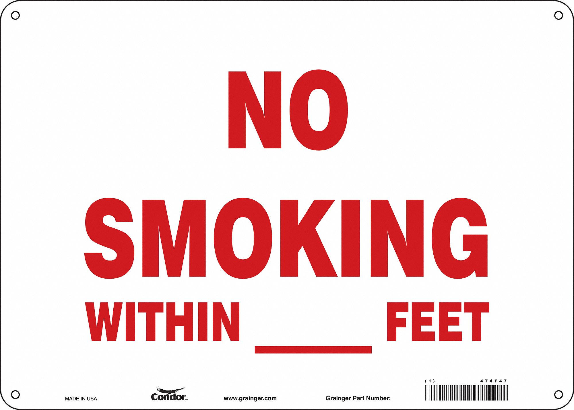 Safety Sign: Aluminum, Mounting Holes Sign Mounting, 10 in x 14 in Nominal Sign Size, 0.032 in Thick