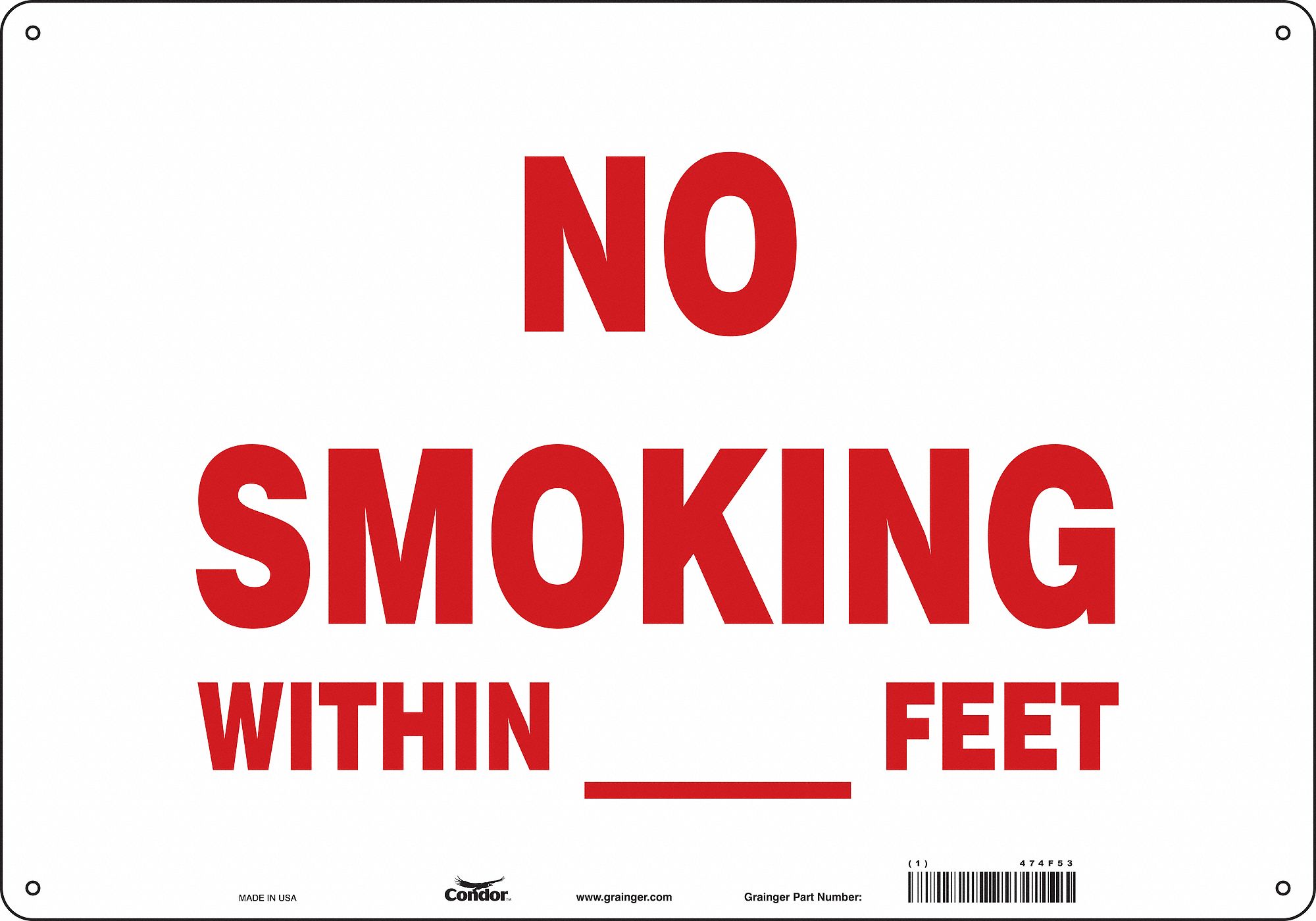 Safety Sign: Polyethylene, Mounting Holes Sign Mounting, 14 in x 20 in Nominal Sign Size