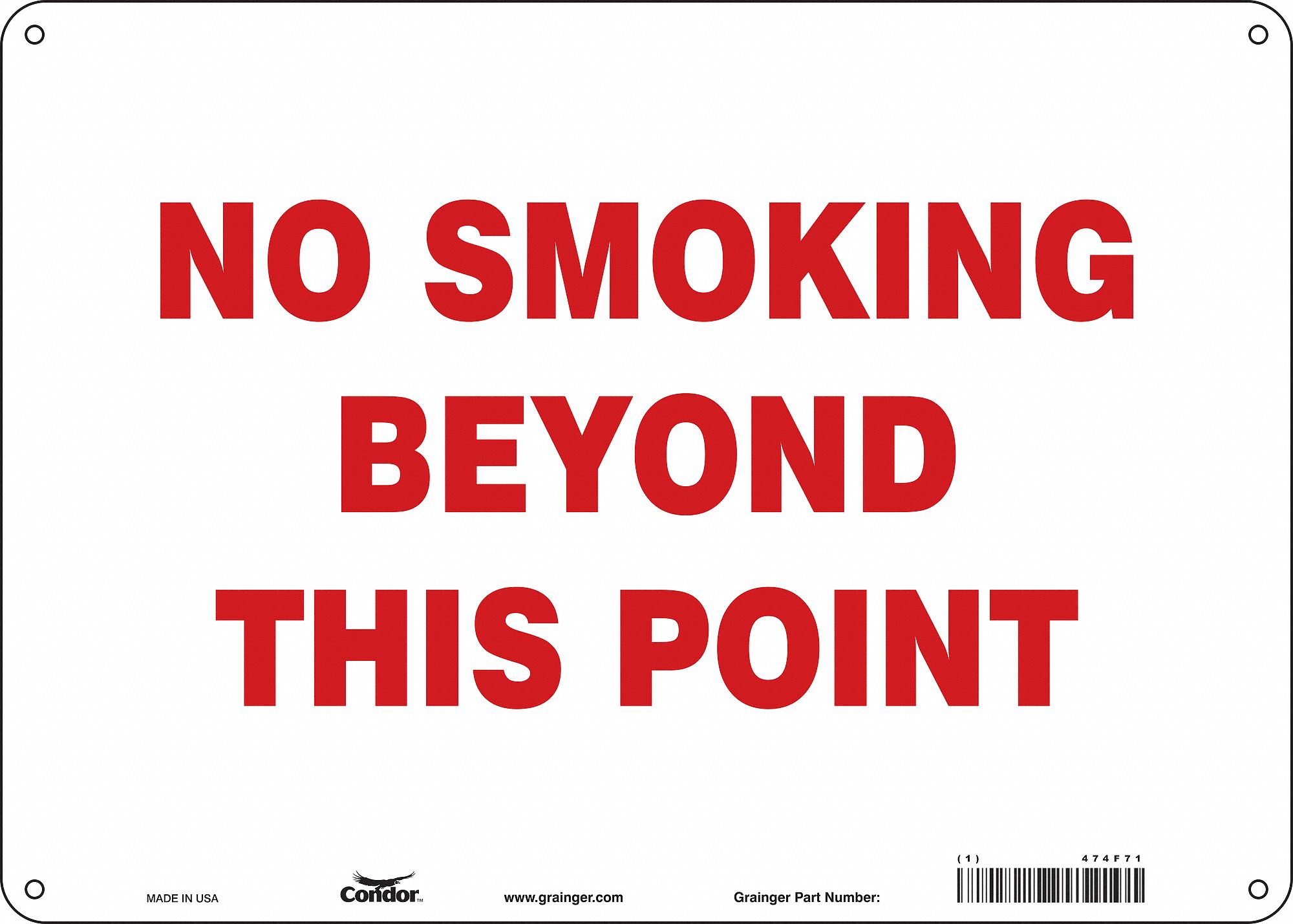 Safety Sign: Polyethylene, Mounting Holes Sign Mounting, 10 in x 14 in Nominal Sign Size