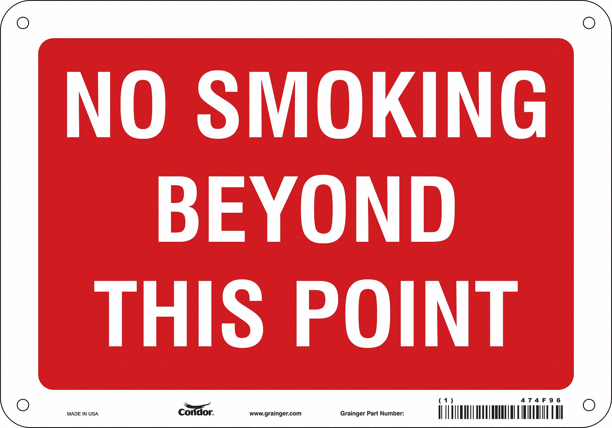 Safety Sign: Polyethylene, Mounting Holes Sign Mounting, 7 in x 10 in Nominal Sign Size