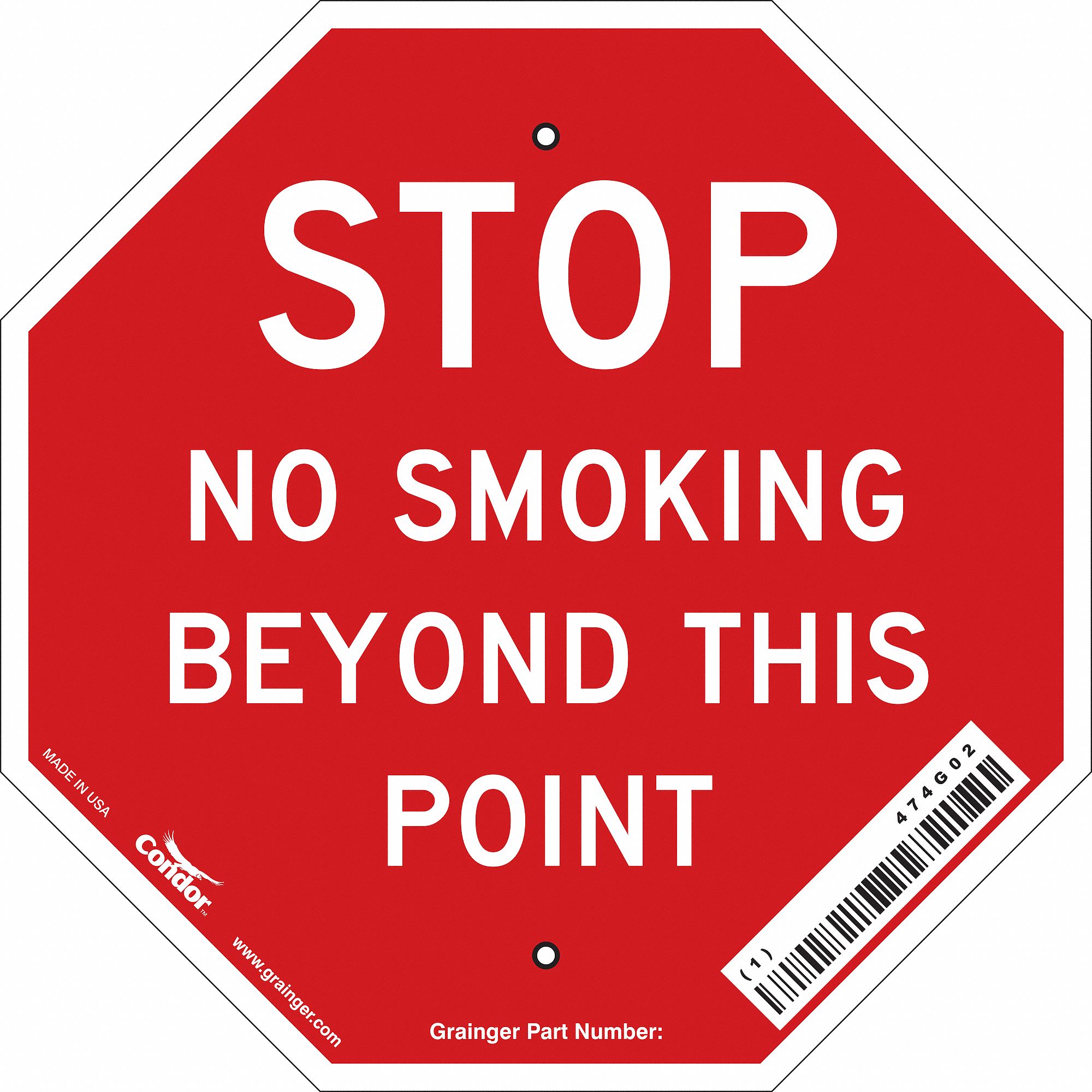 Safety Sign: Aluminum, Mounting Holes Sign Mounting, 12 in x 12 in Nominal Sign Size, 0.032 in Thick