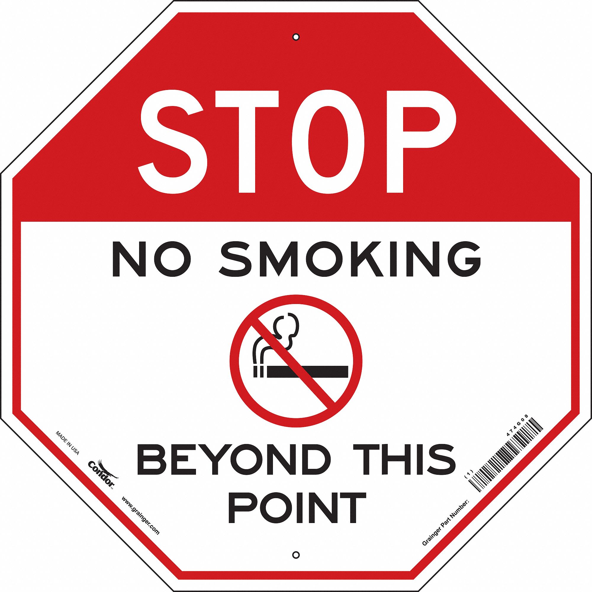Safety Sign: Aluminum, Mounting Holes Sign Mounting, 24 in x 24 in Nominal Sign Size, 0.032 in Thick