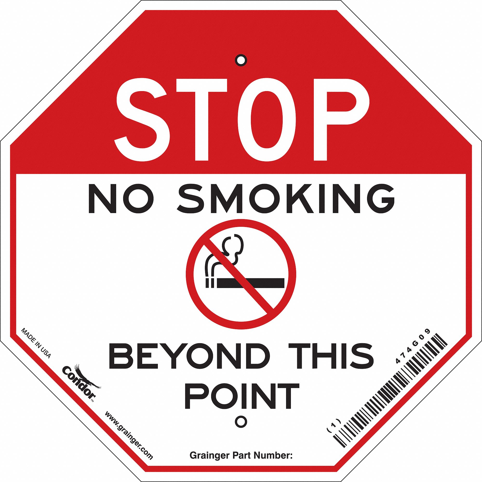Safety Sign: Polyethylene, Mounting Holes Sign Mounting, 12 in x 12 in Nominal Sign Size