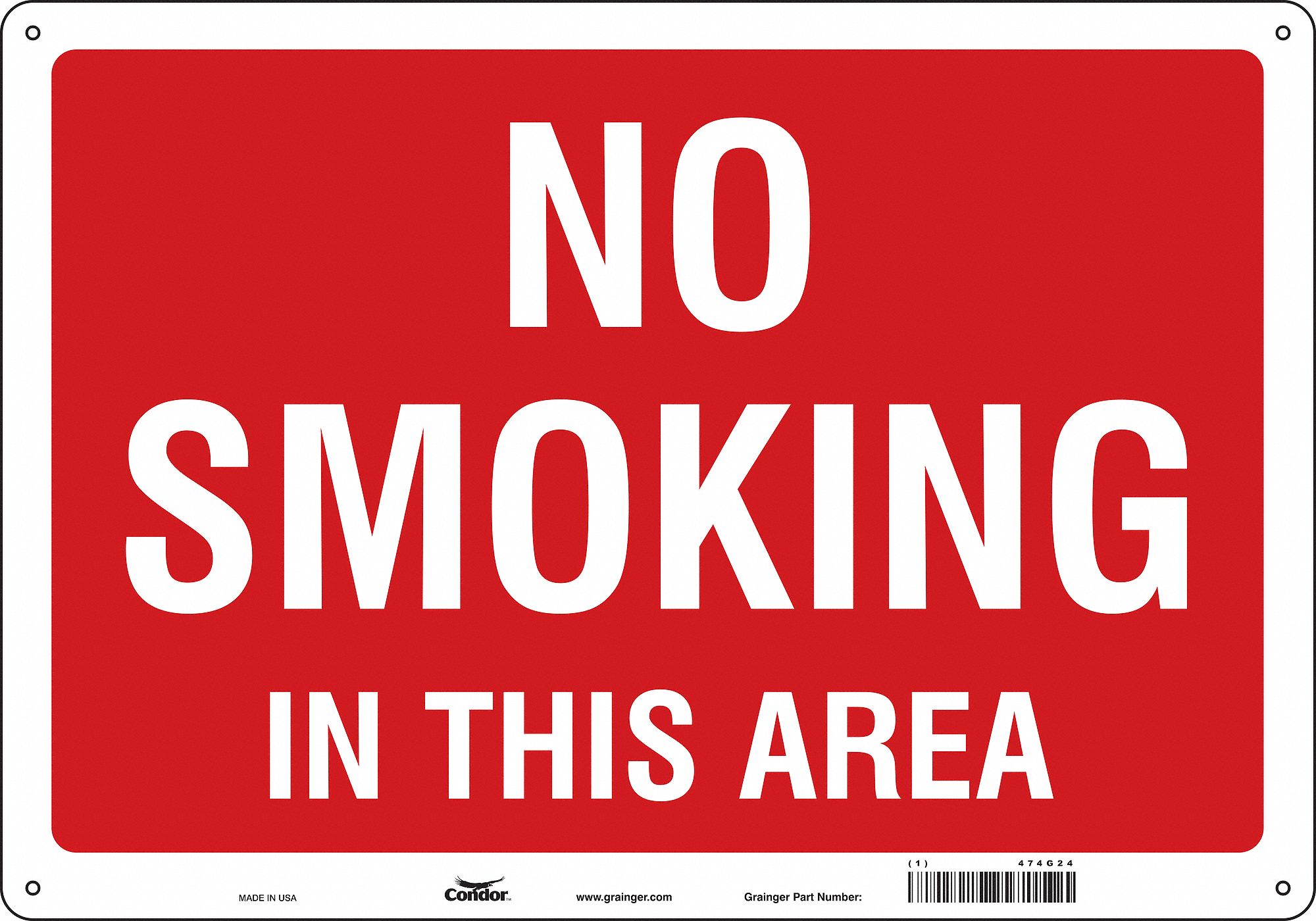 Safety Sign: Aluminum, Mounting Holes Sign Mounting, 14 in x 20 in Nominal Sign Size, 0.032 in Thick