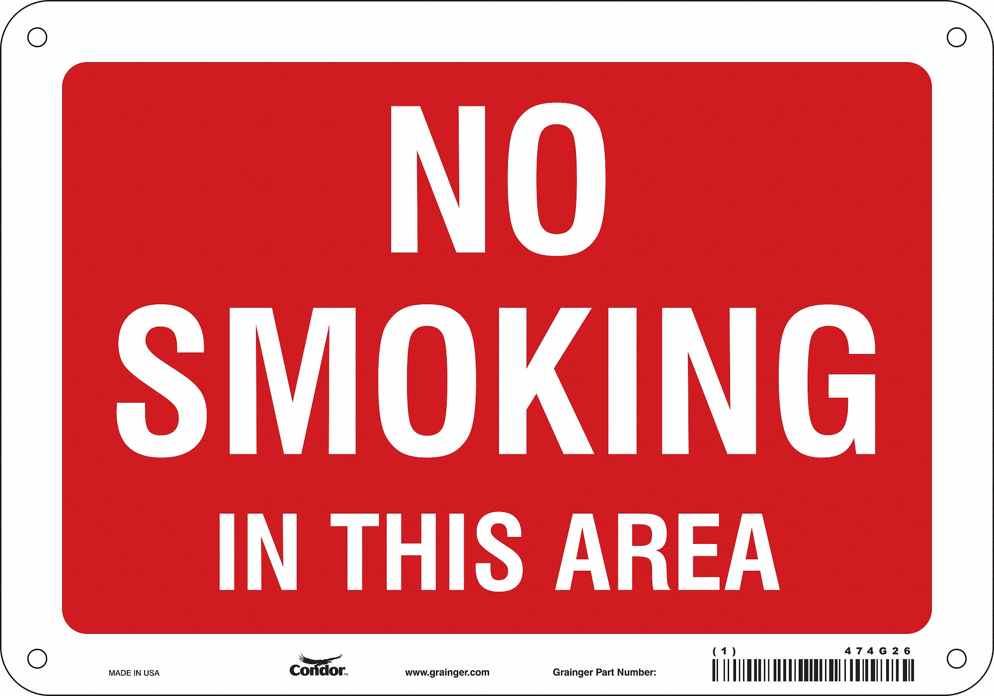 Safety Sign: Polyethylene, Mounting Holes Sign Mounting, 7 in x 10 in Nominal Sign Size