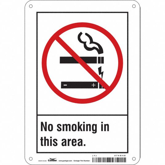 CONDOR Safety Sign, Sign Format Other Format, No Smoking In This Area ...