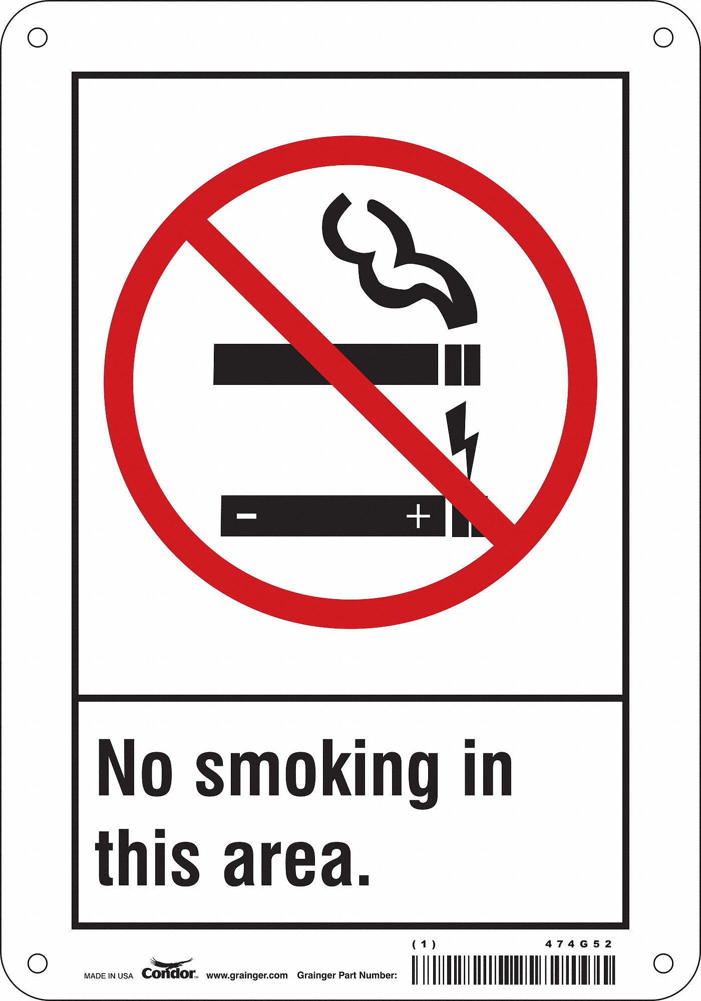 Safety Sign: Polyethylene, Mounting Holes Sign Mounting, 10 in x 7 in Nominal Sign Size