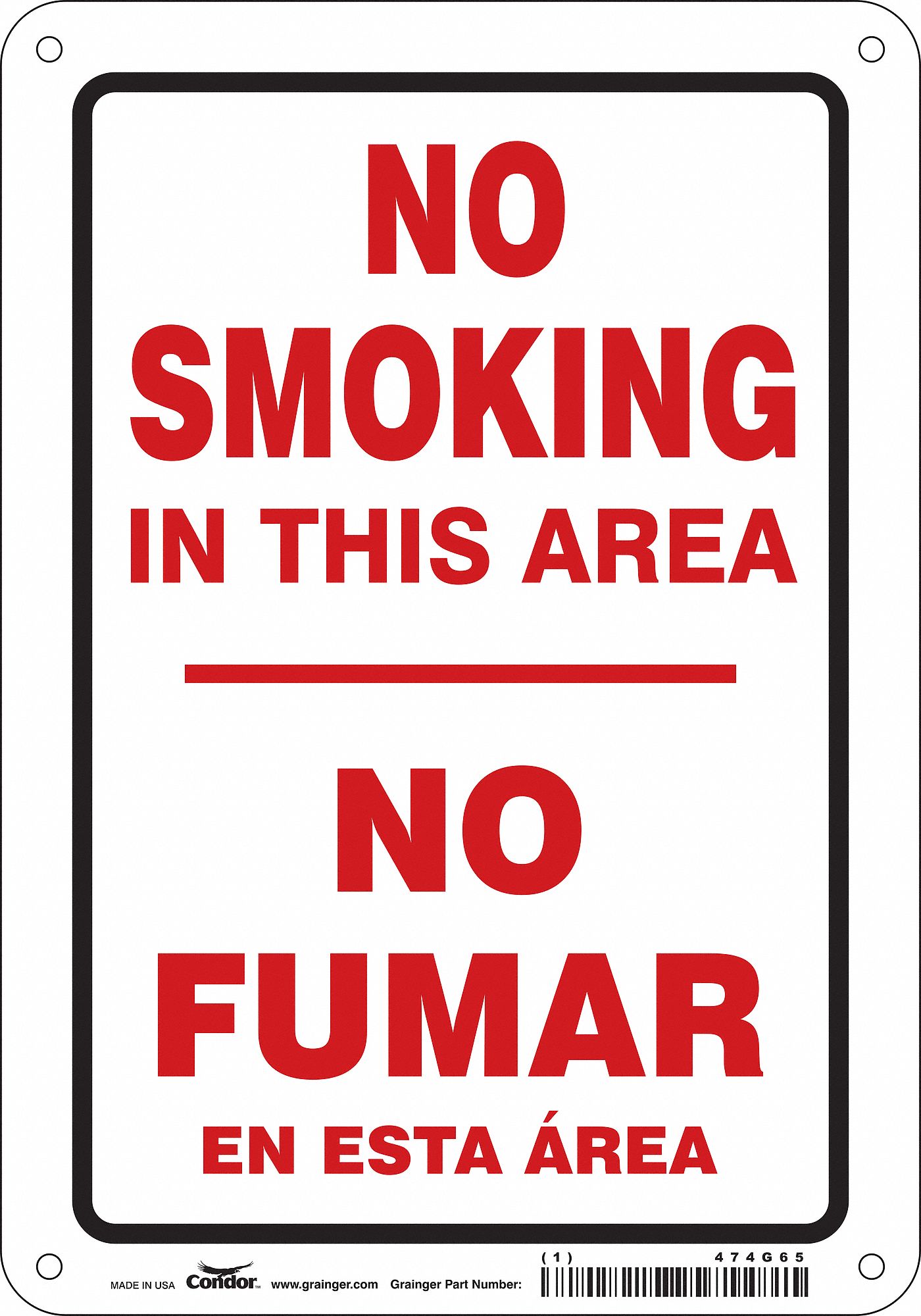 Safety Sign: Polyethylene, Mounting Holes Sign Mounting, 10 in x 7 in Nominal Sign Size