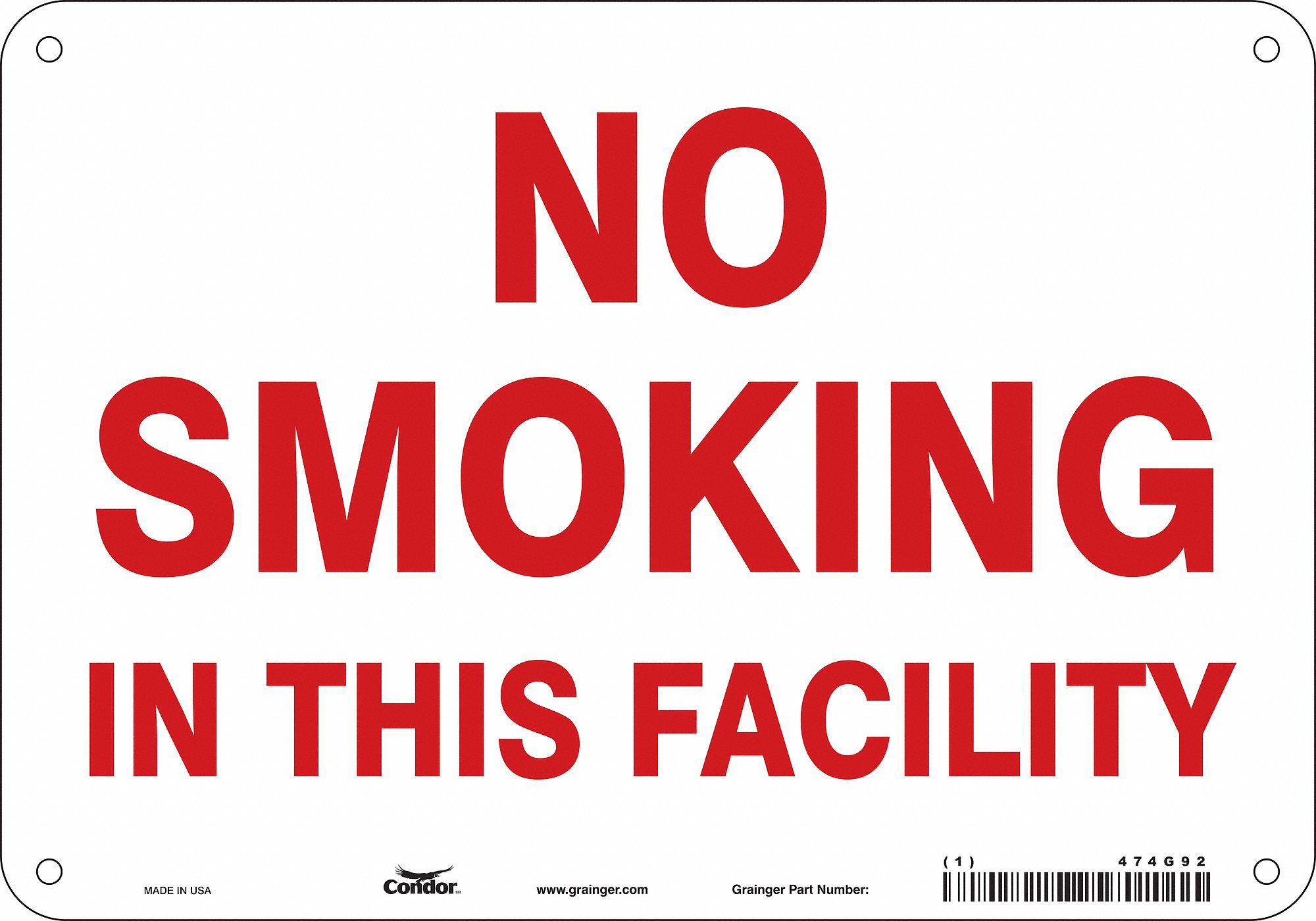 Safety Sign: Aluminum, Mounting Holes Sign Mounting, 7 in x 10 in Nominal Sign Size, 0.032 in Thick
