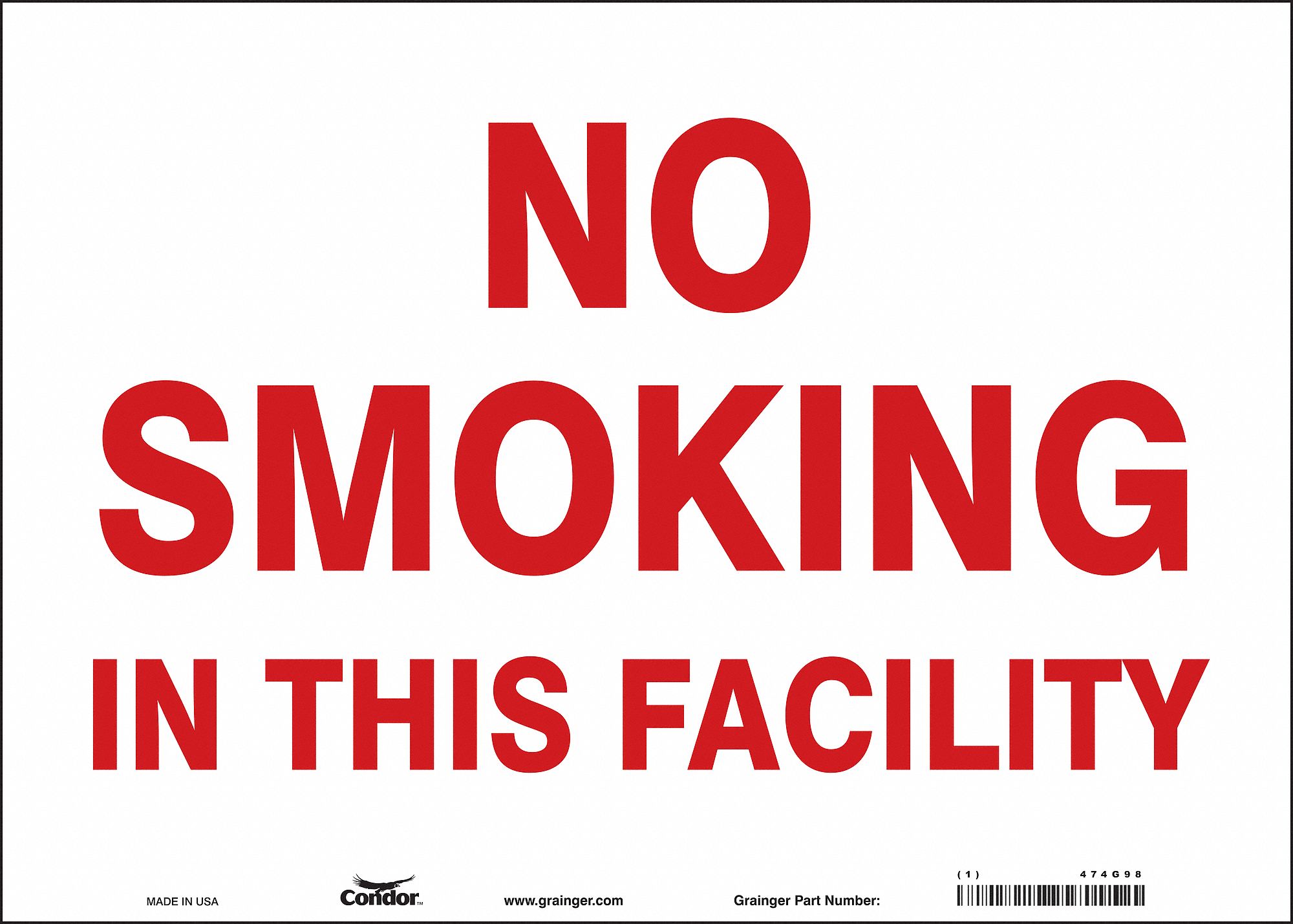 Safety Sign: Vinyl, Adhesive Sign Mounting, 10 in x 14 in Nominal Sign Size, Not Retroreflective