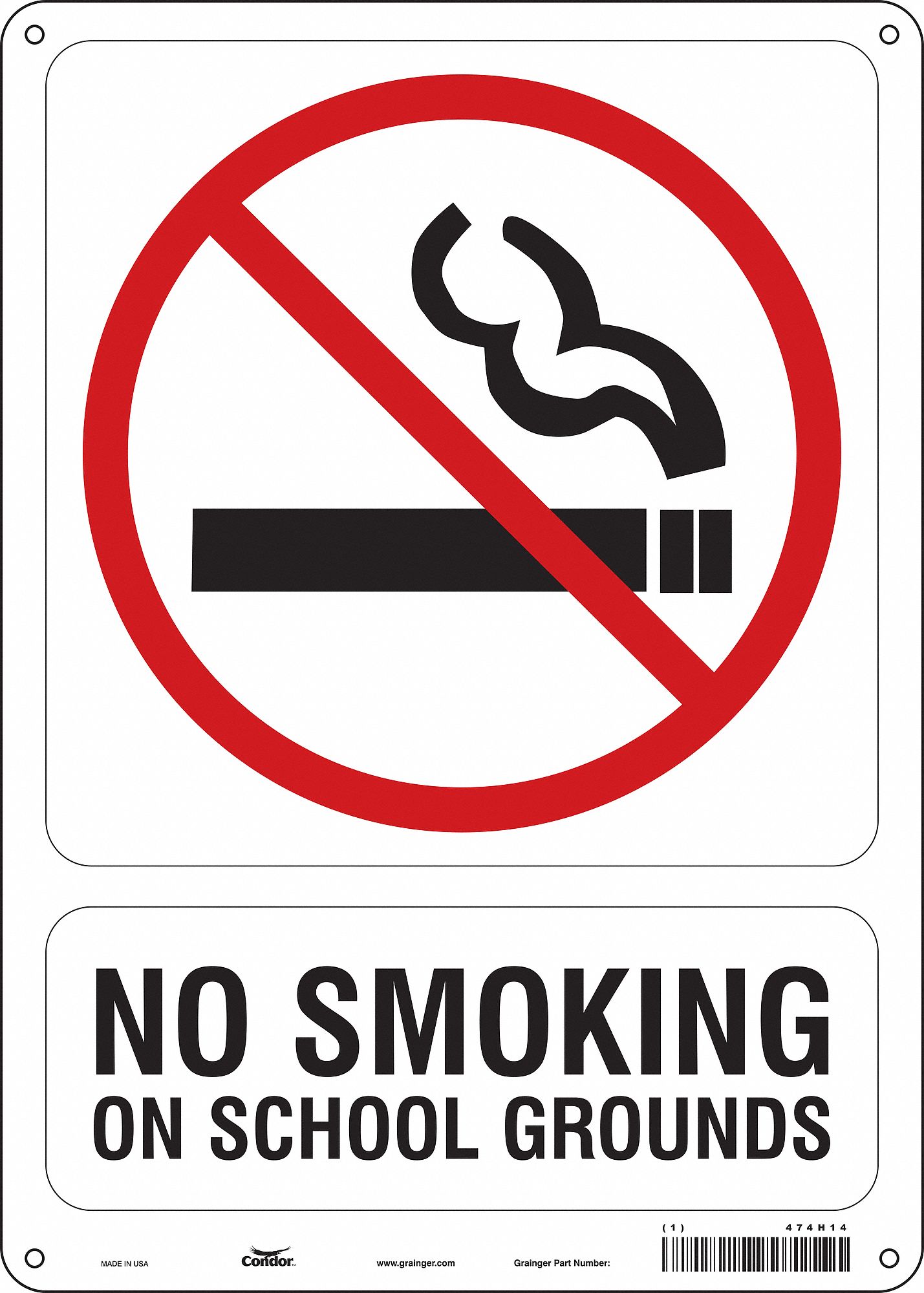 Safety Sign: Aluminum, Mounting Holes Sign Mounting, 14 in x 10 in Nominal Sign Size, 0.032 in Thick