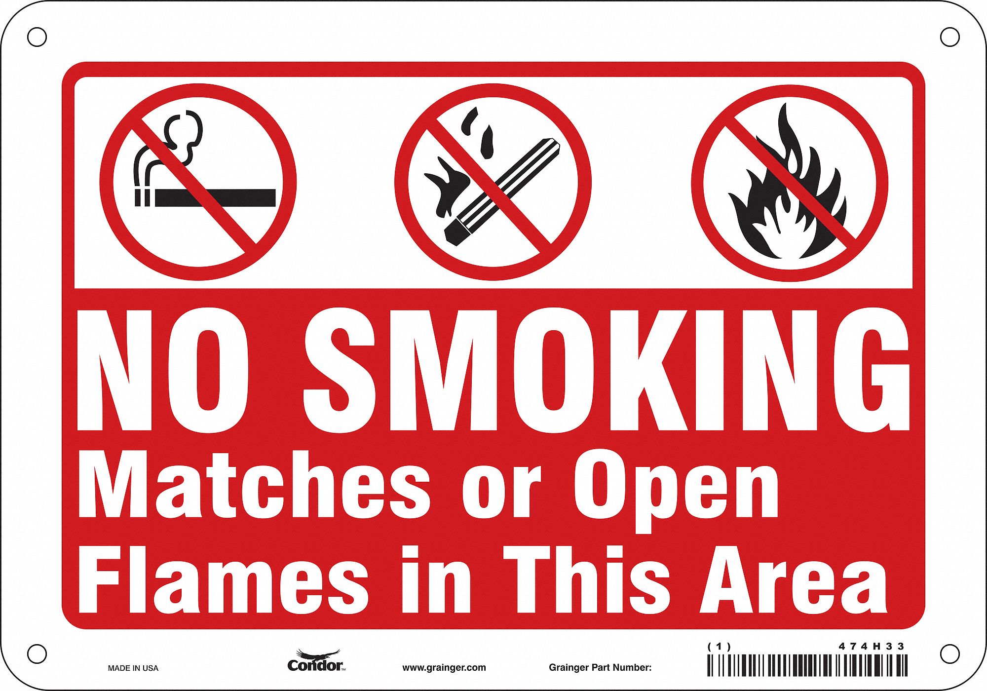 Safety Sign: Polyethylene, Mounting Holes Sign Mounting, 7 in x 10 in Nominal Sign Size
