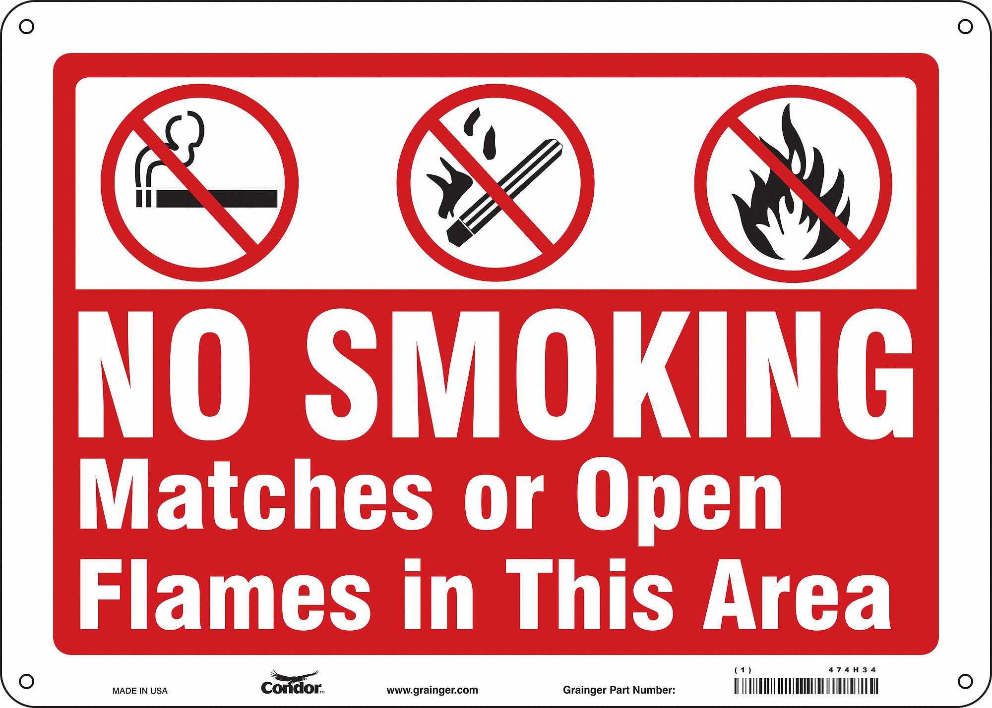Safety Sign: Polyethylene, Mounting Holes Sign Mounting, 10 in x 14 in Nominal Sign Size