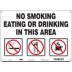 No Smoking Eating Or Drinking In This Area Signs